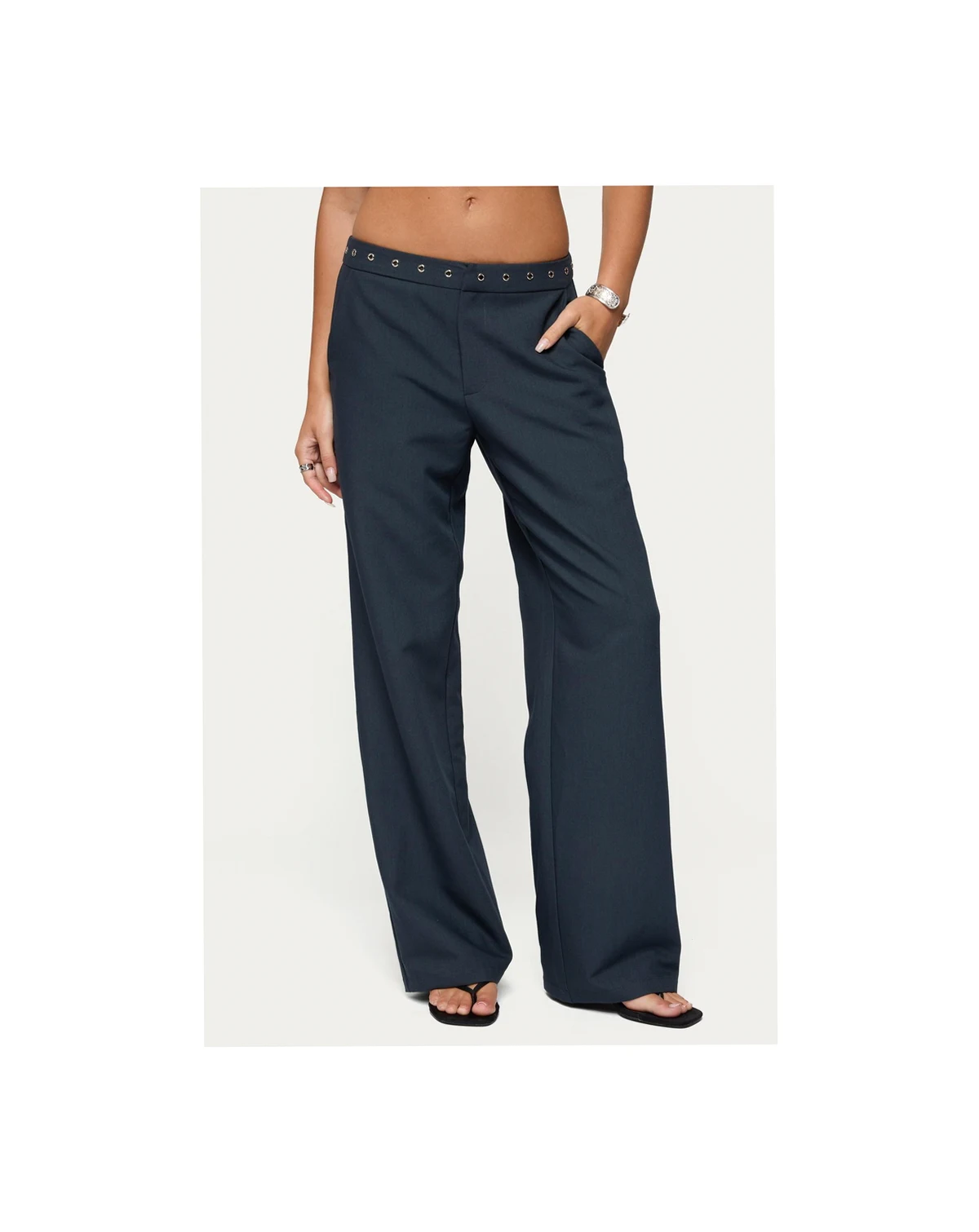 Womens Ayve Eyelet Waist Straight Leg Pants