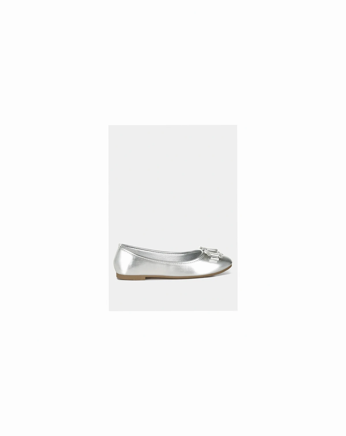 Womens Navik Rhinestone Buckle Metallic Ballerinas