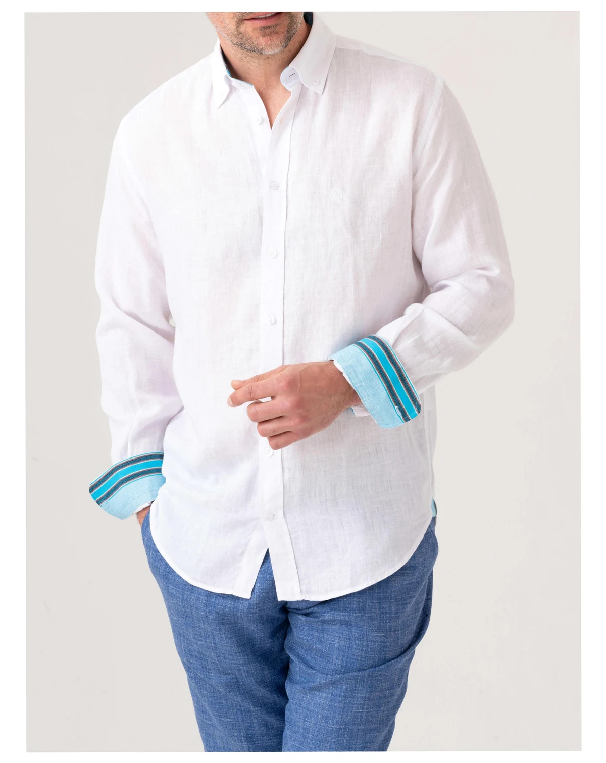 Men's Regular Fit Long Sleeve Linen Shirt