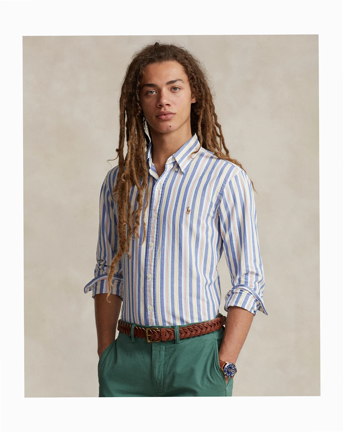 Men's Custom-Fit Striped Oxford Shirt