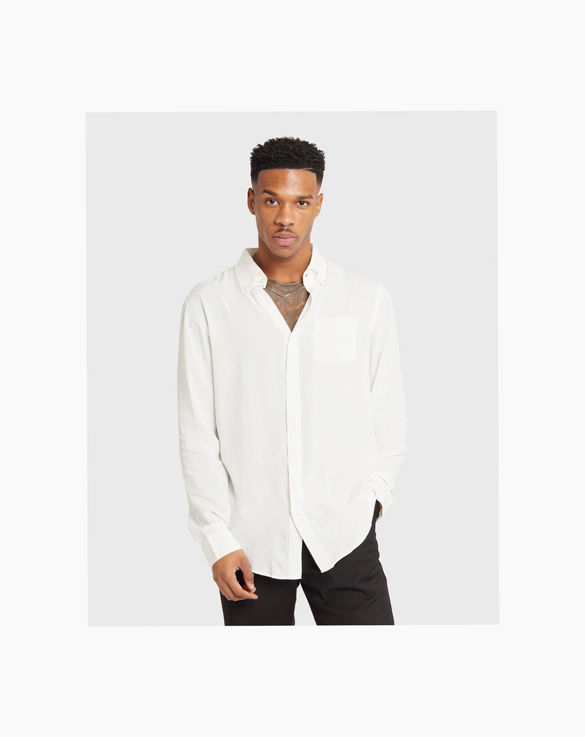 Men's Crete Long Sleeve Button Up Shirt - White 2XL