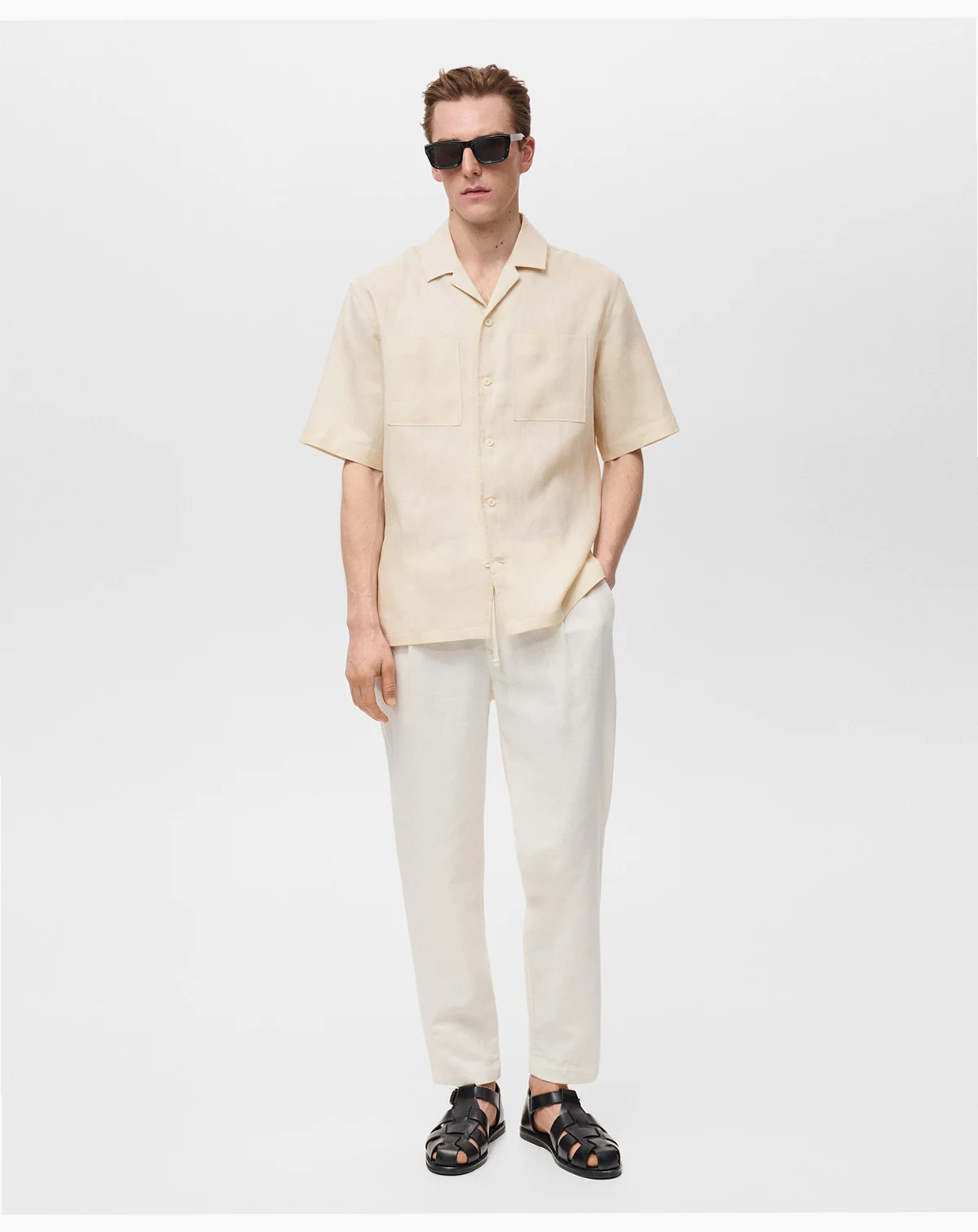 Men's Linen Bowling-Collar Shirt