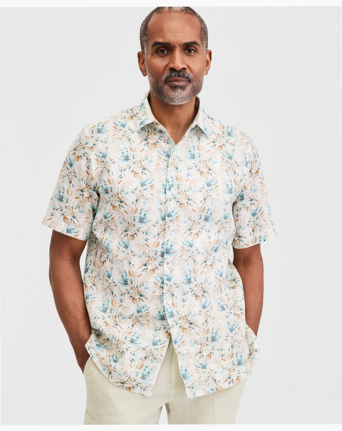 Men's Floral Linen Short-Sleeve Shirt, Macy's Exclusive