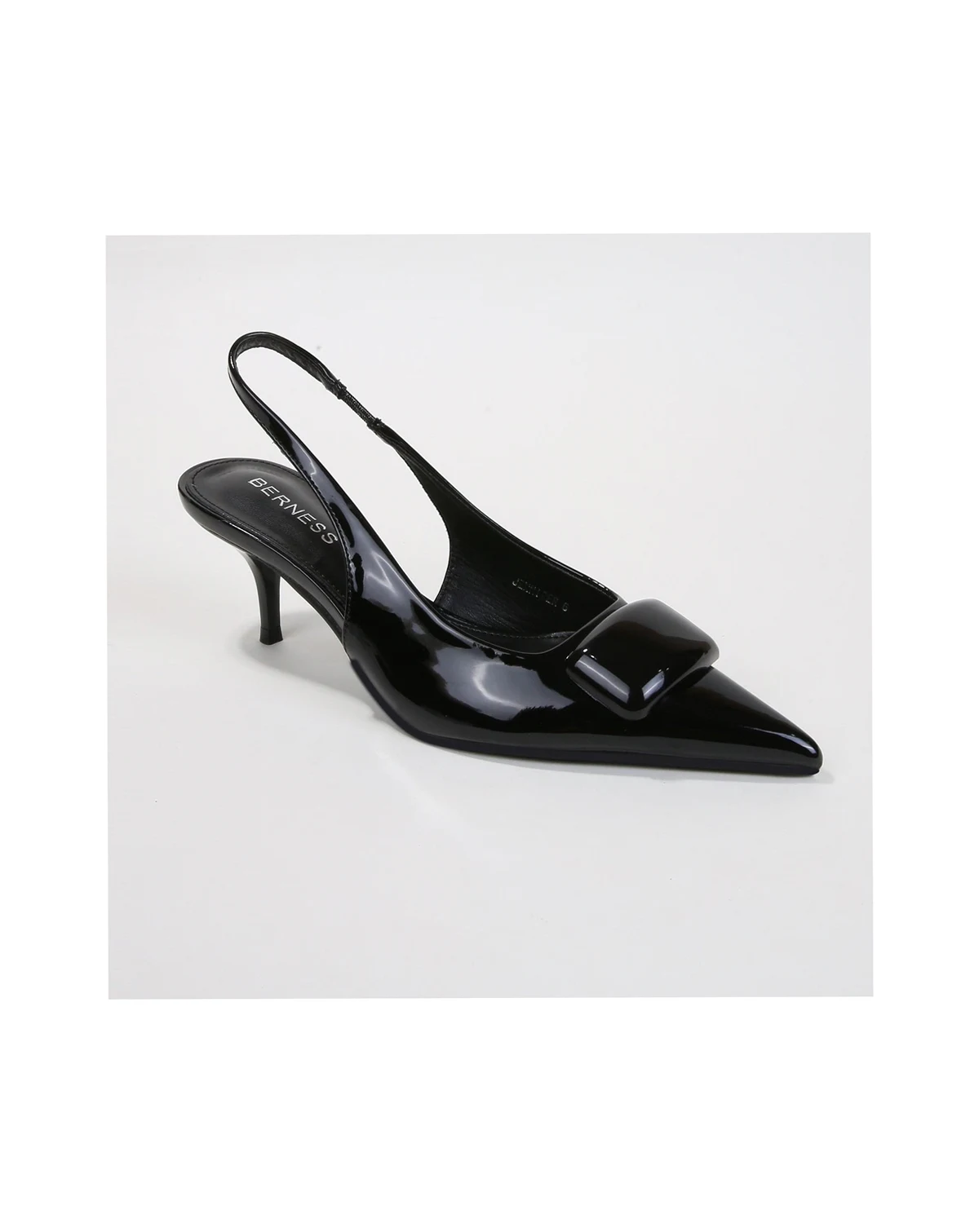 Women's Jennifer Patent Slingback Kitten Heels with Geometric Embellishment