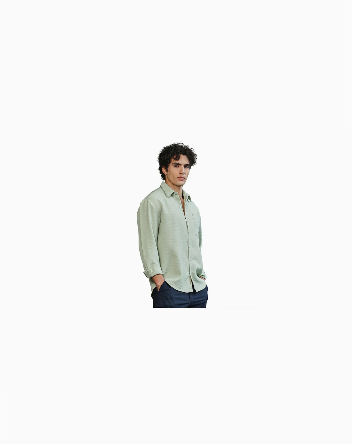 Men's Sage Green Modular Solid Oversized Shirt