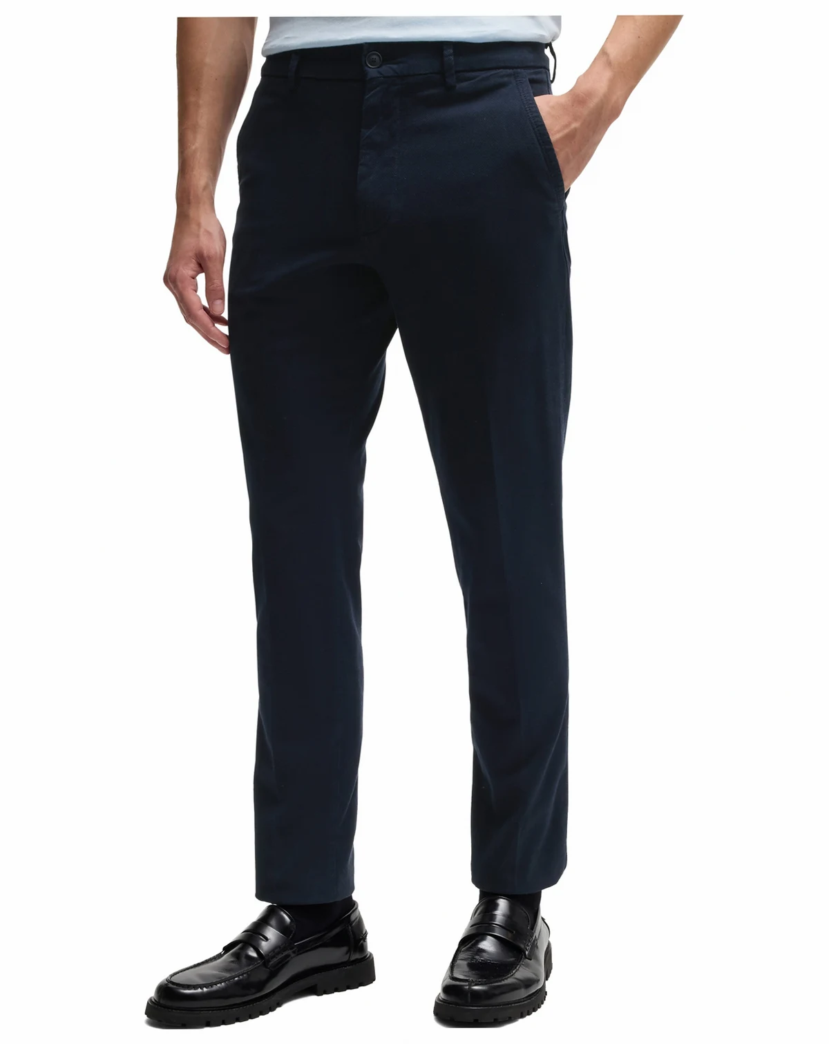 Men's Structured Cotton Blend Slim-Fit Trousers