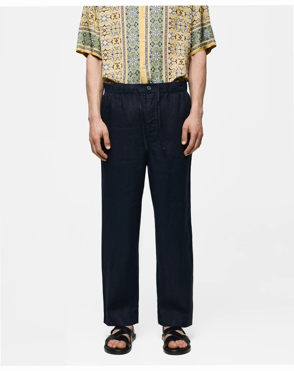 Men's 100% Linen Drawstring Pants