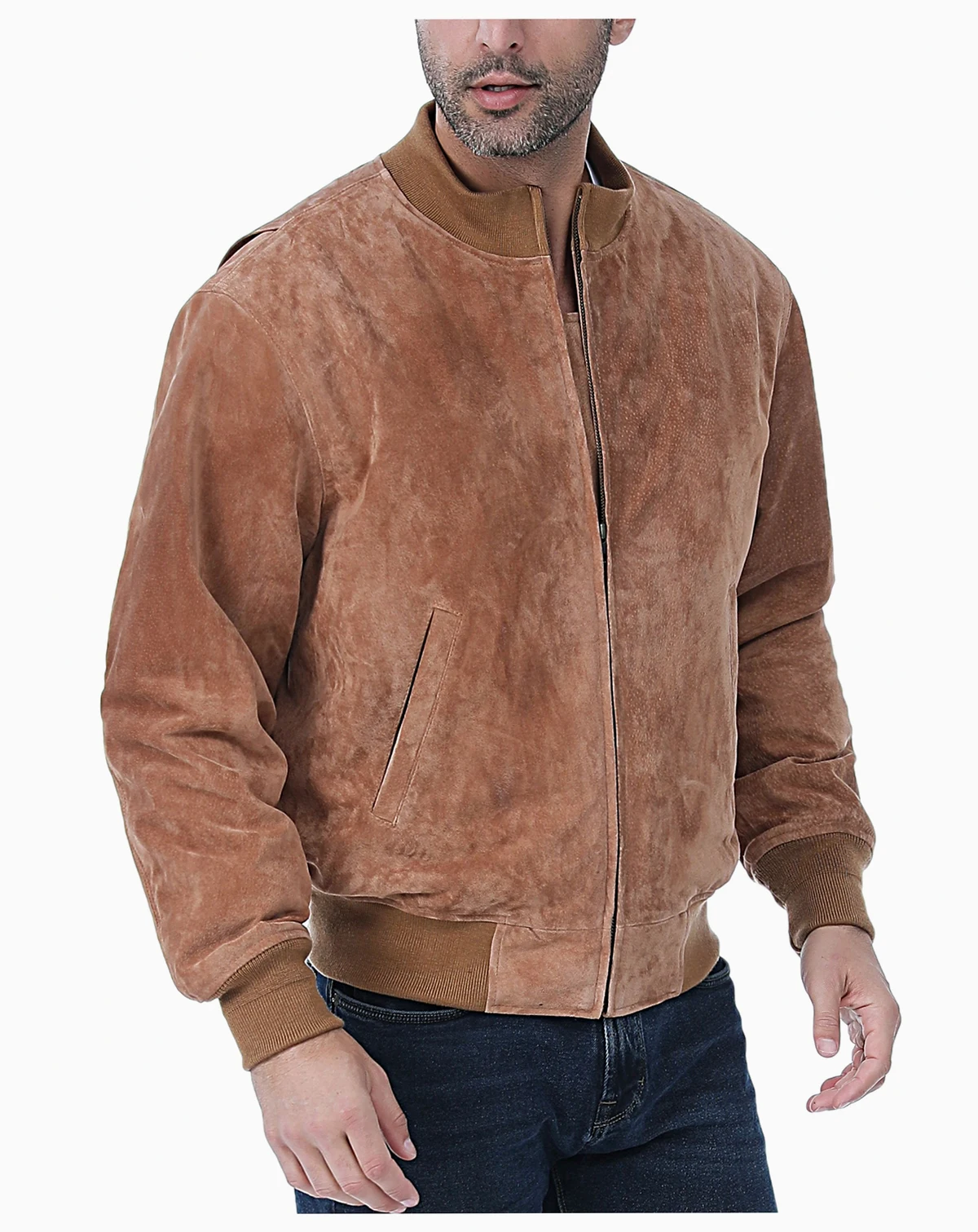 Men WWII Suede Leather Tanker Jacket