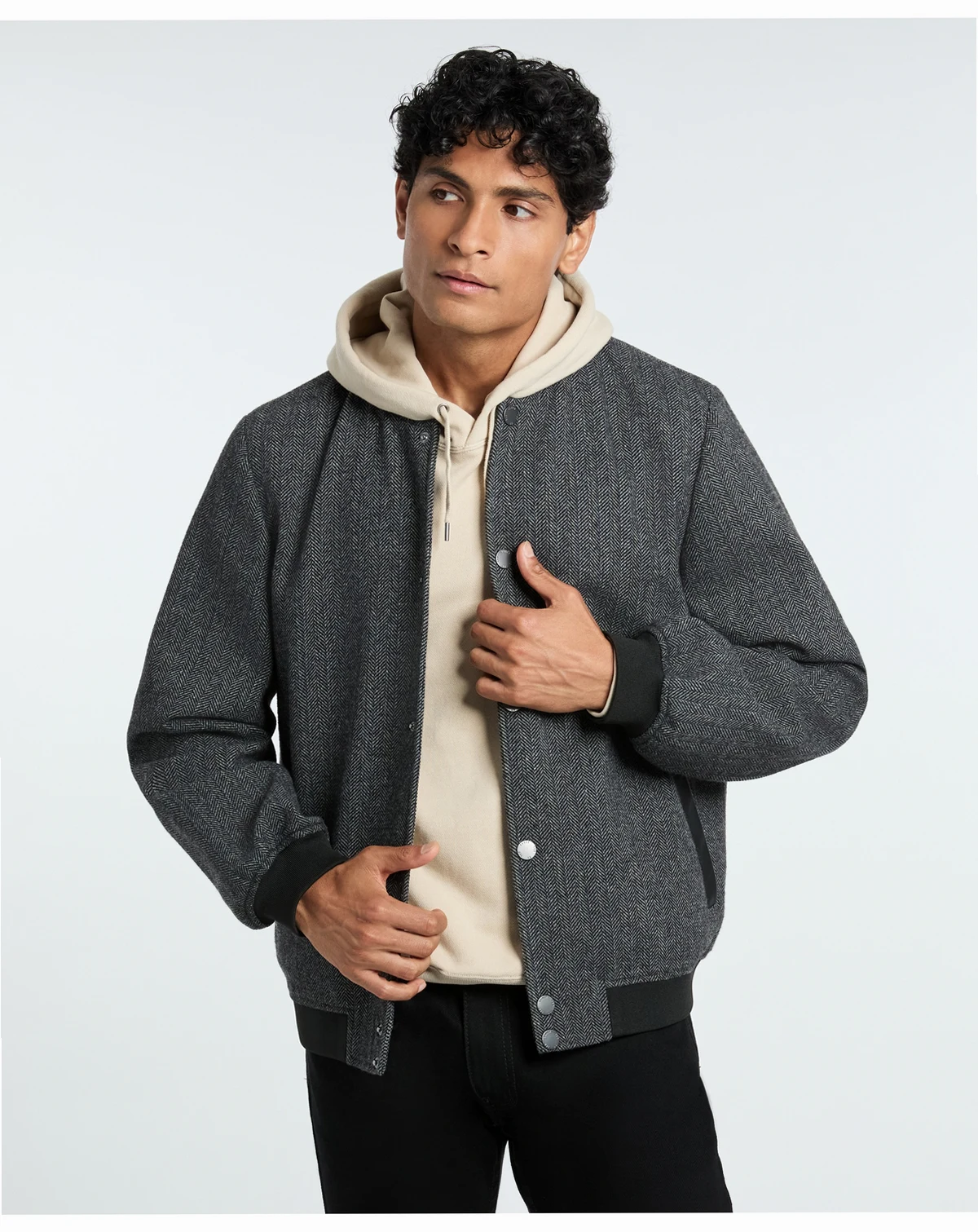 Men's Herringbone Bomber Jacket