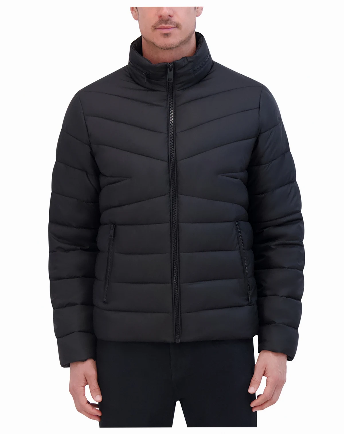 Men's Quilted Lightweight Hooded Zip-Front Puffer Jacket