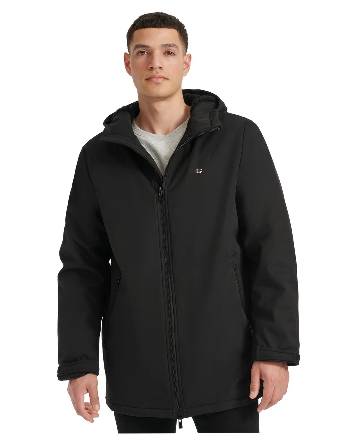 Men's Performance Hooded, Faux Sherpa-Lined Peacoat Jacket