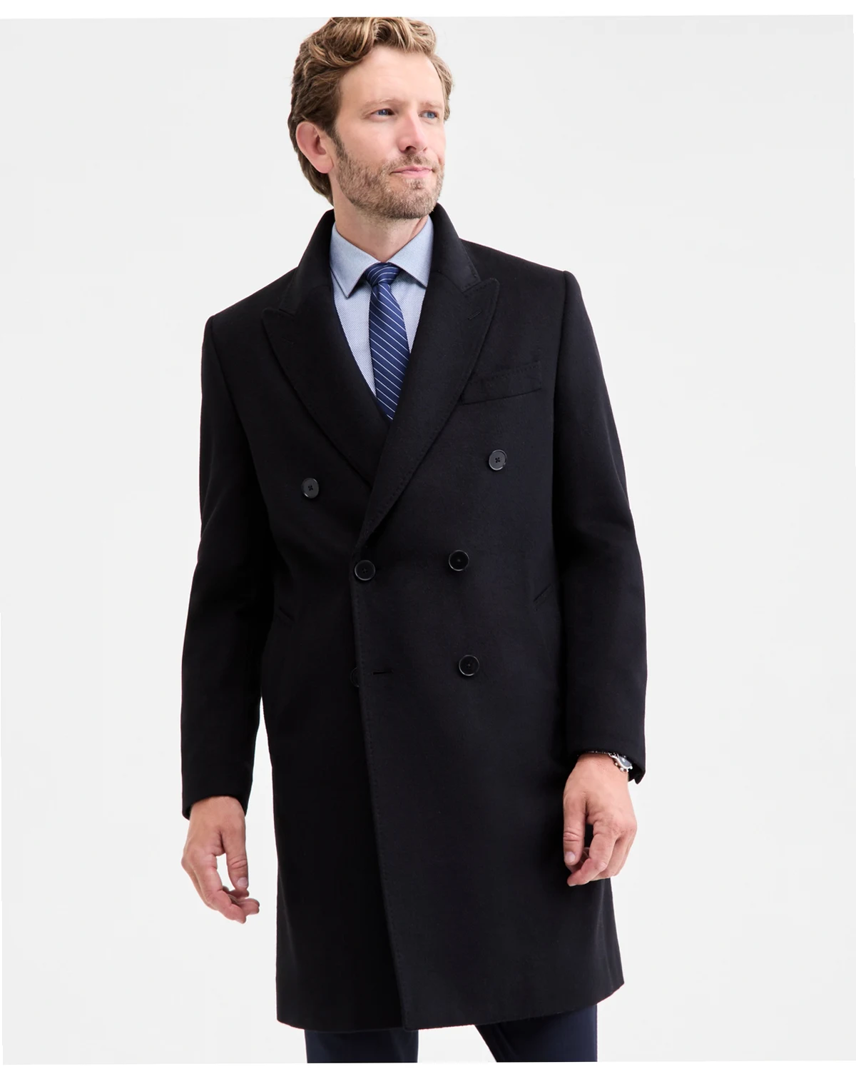 Men's Classic-Fit Wool Blend Overcoat