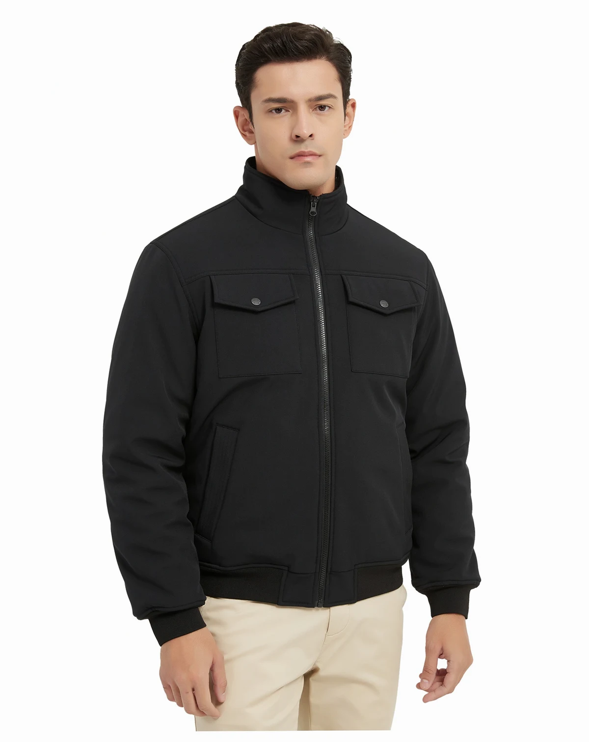 Men's Stand Collor Softshell Utility Bomber Jacket
