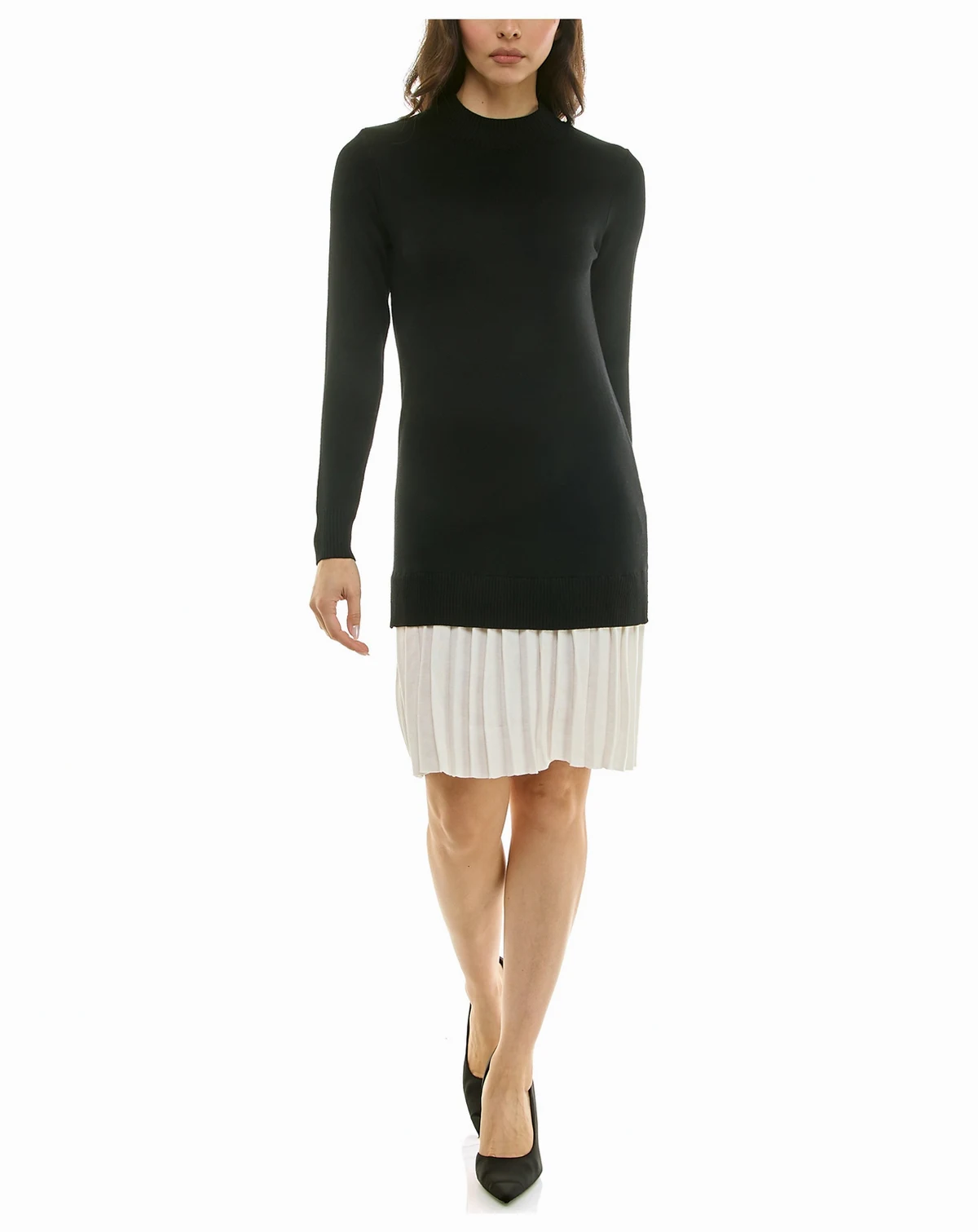 Women's Drop Waist Long-Sleeve Sweater Knit Dress