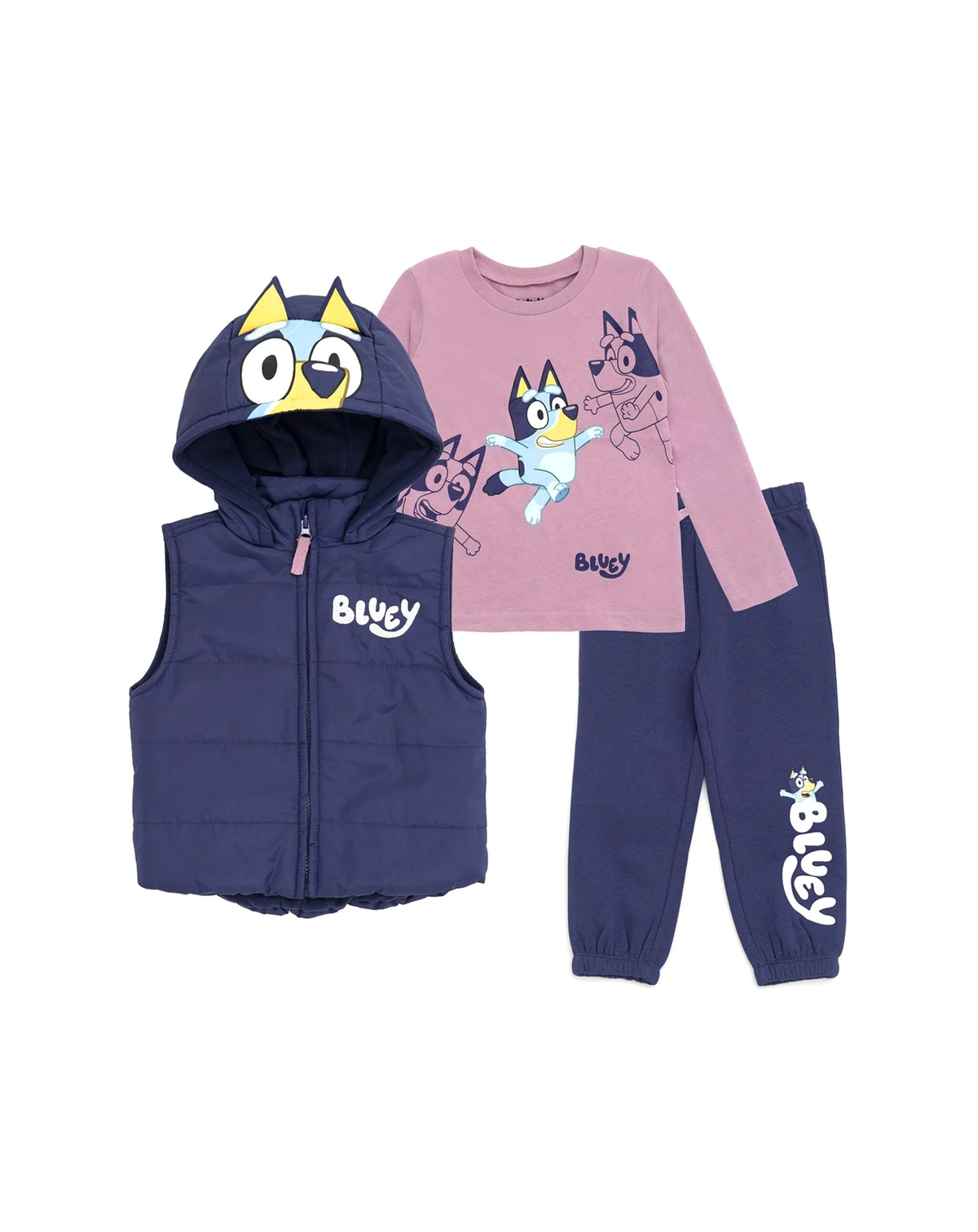 Girls Zip Up T-Shirt and Jogger Fleece Pants 3 Piece Toddler |Child