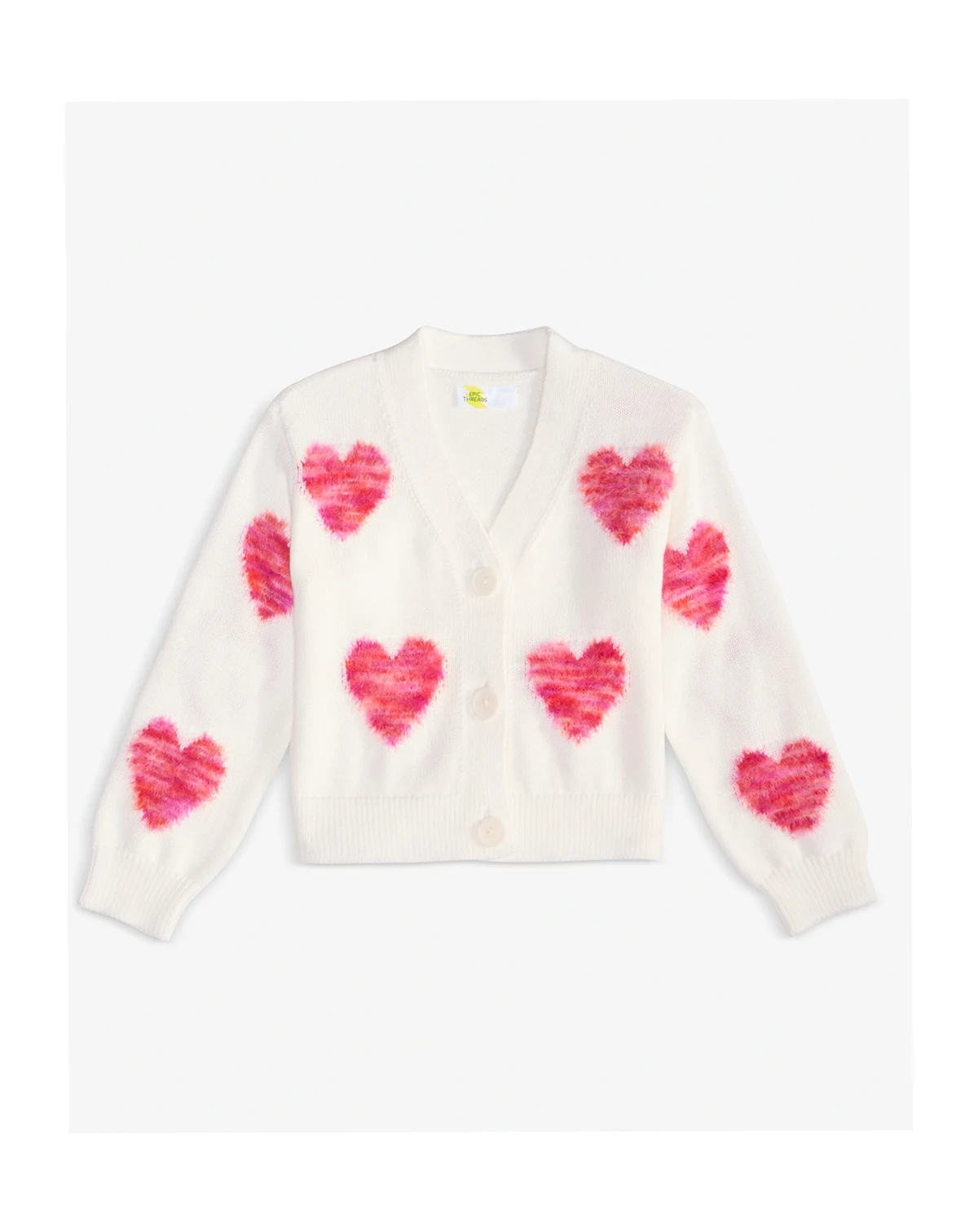 Girls' Toddler 2T-4T Heart Button Cardigan