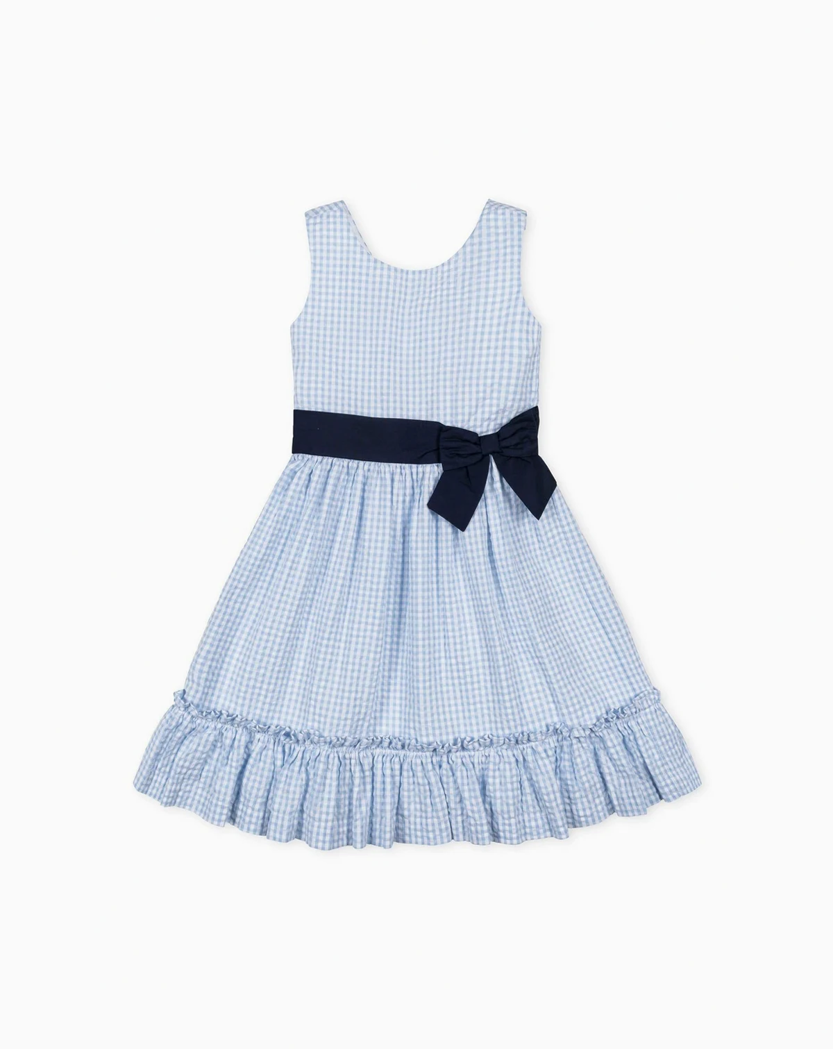 Toddler Girls Heirloom Sleeveless Special Occasion Seersucker Party Dress with Cross Back