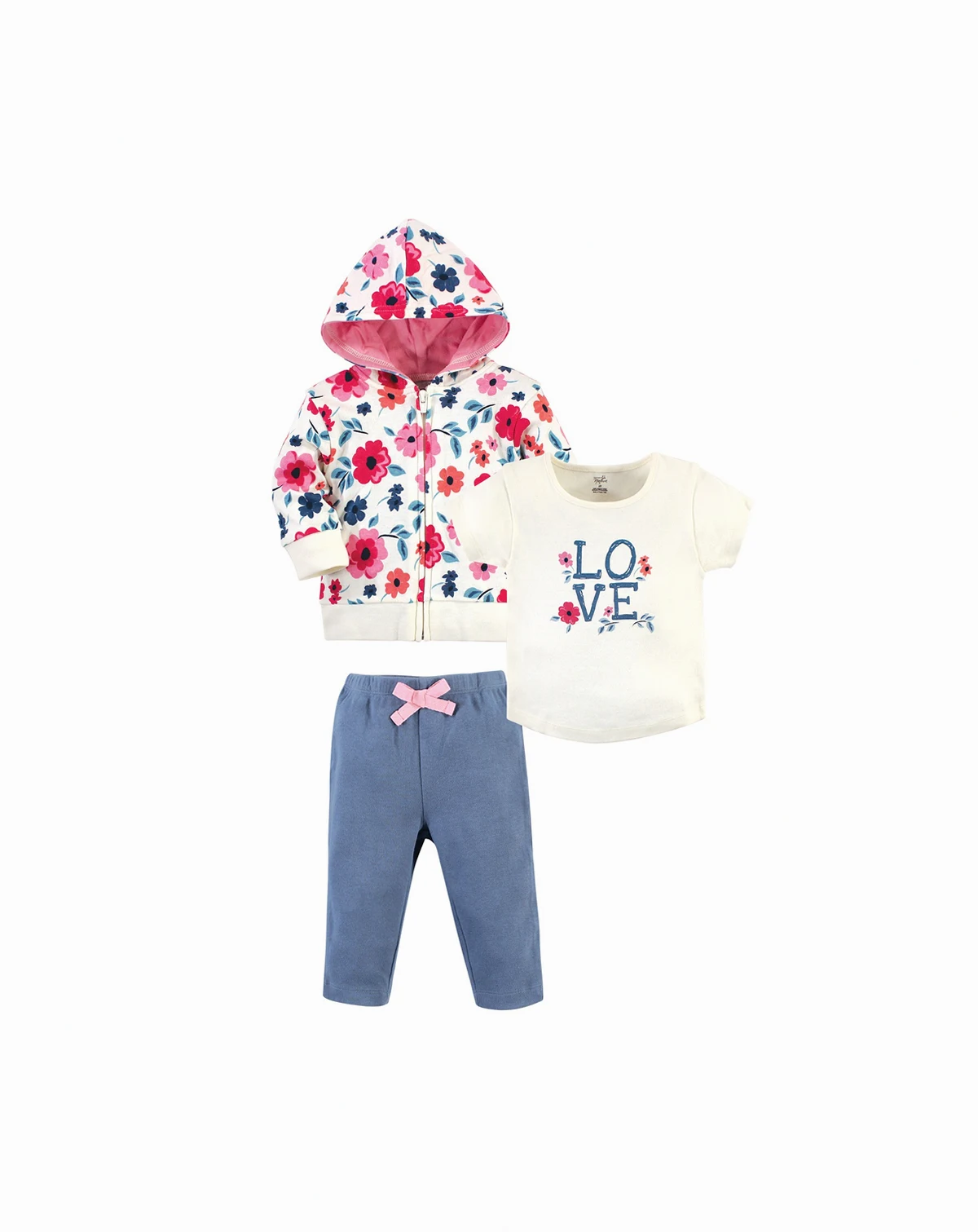 Natural Cotton Hoodie, Bodysuit or Tee Top, and Pant