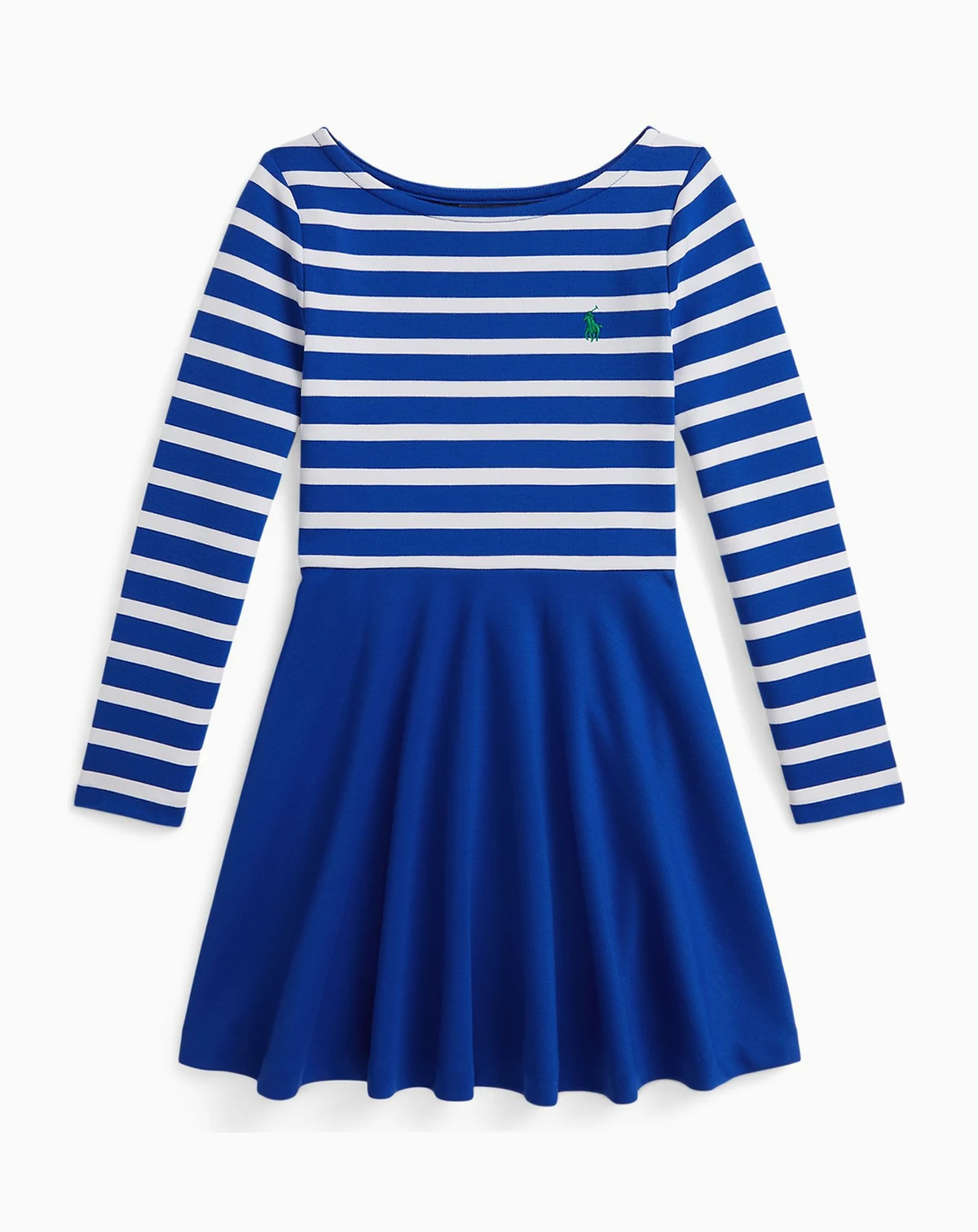 Girls' 2T-6X Striped Ponte Long-Sleeve Dress
