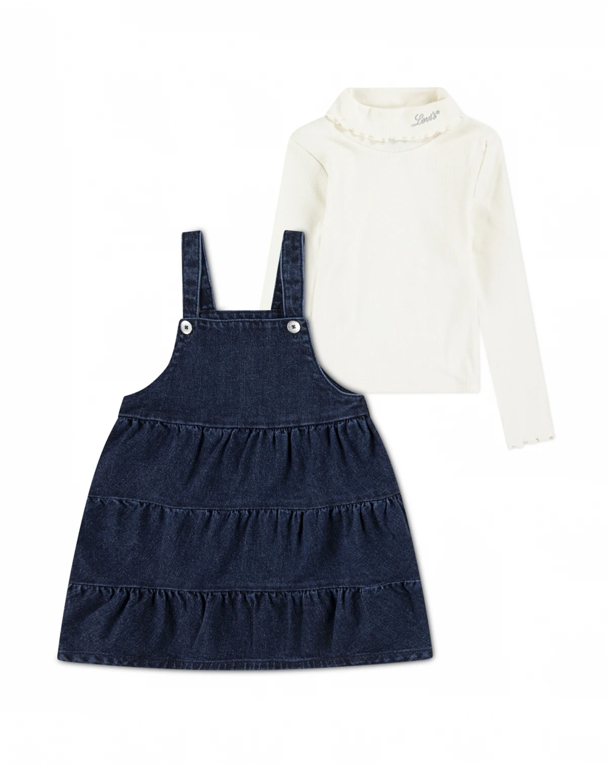 Girls Toddler 2T-4T Long-Sleeve Top Tiered Sparkle Skirtall, 2-Piece Set