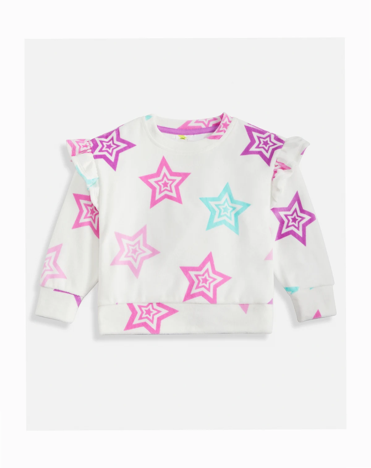 Girls Toddler 2T-4T Stars Ruffle Velour Top, Macy's Exclusive