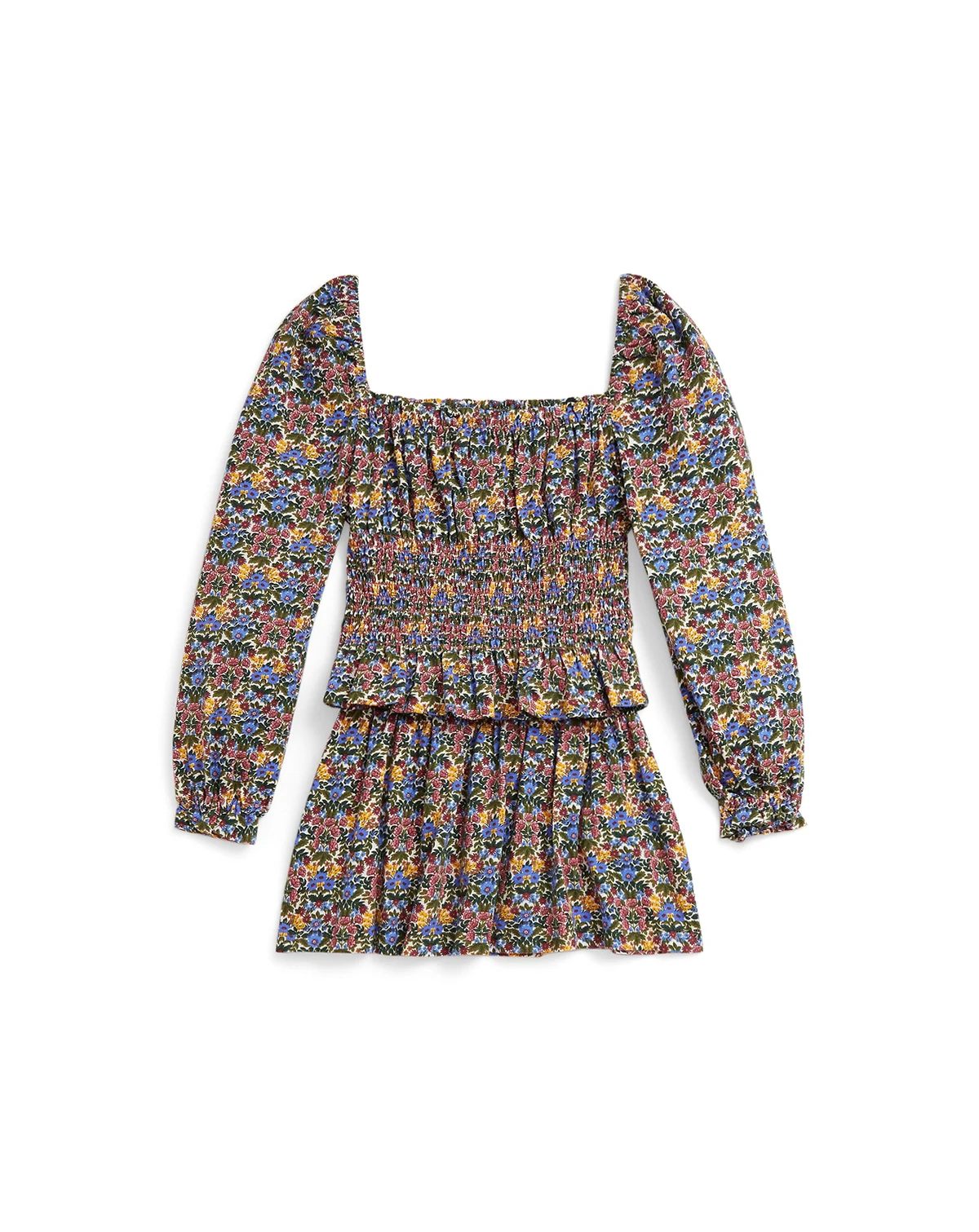 Girls' 2T-6X Floral Smocked Top and Skirt, 2-Piece Set