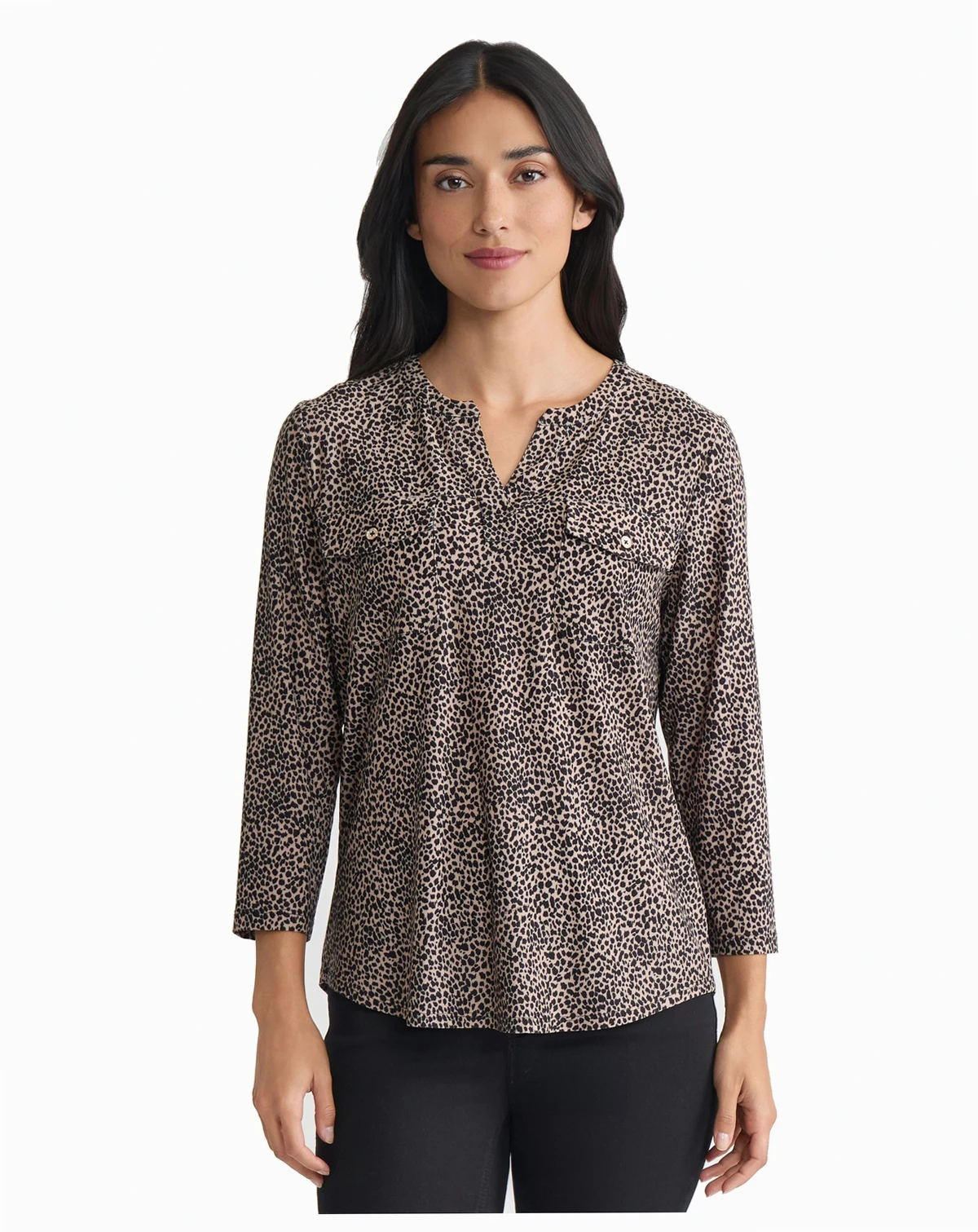 Women's Animal Print V-Neck Top