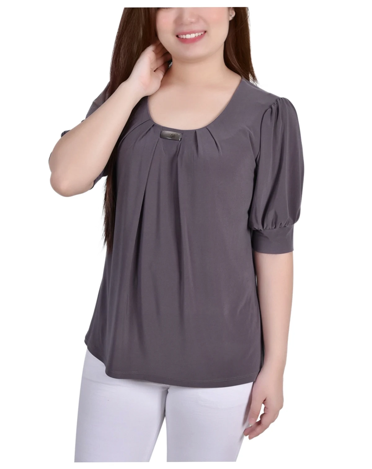 Petite Short Sleeve Balloon Sleeve Top