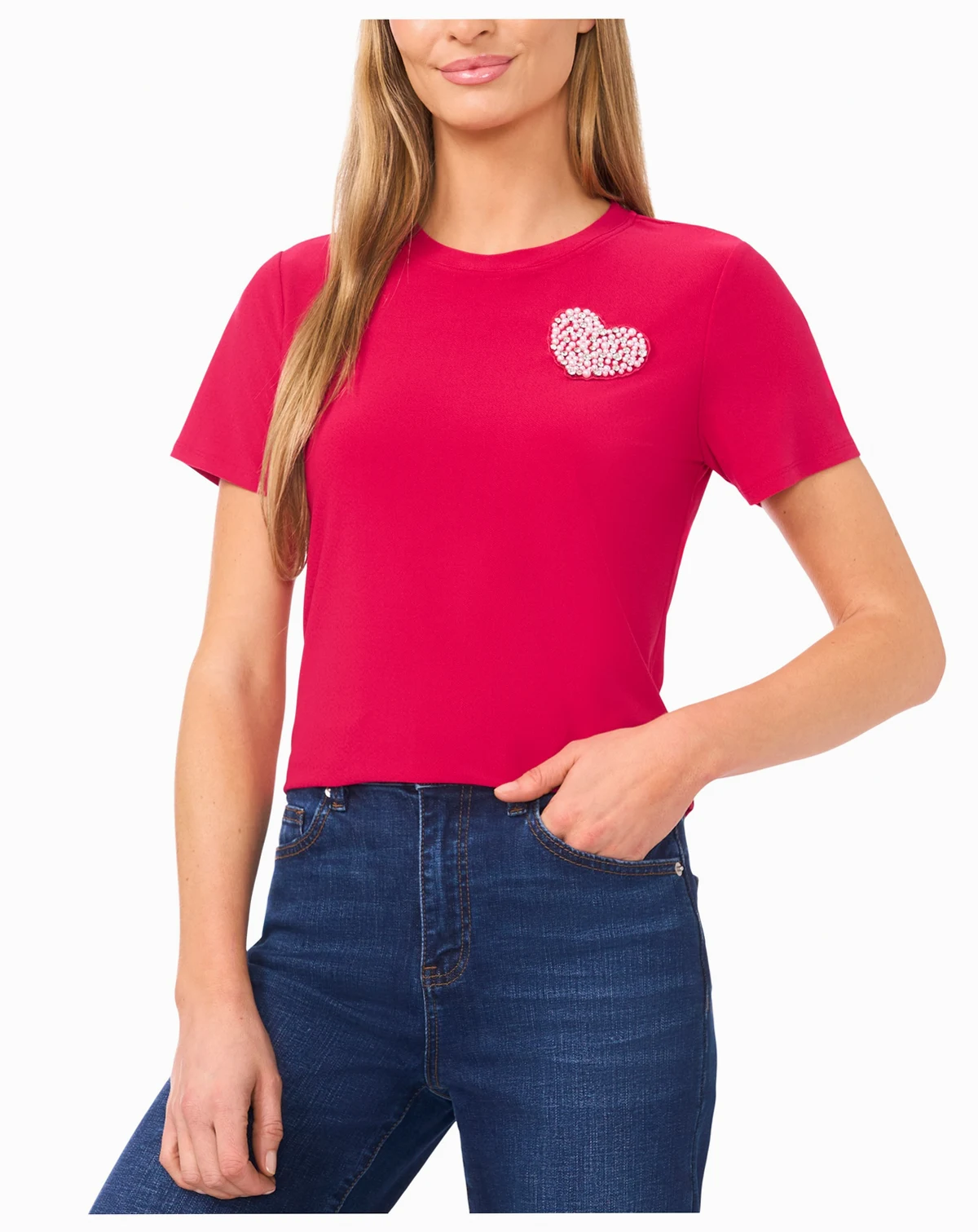 Women's Pull-On Heart Applique T-Shirt