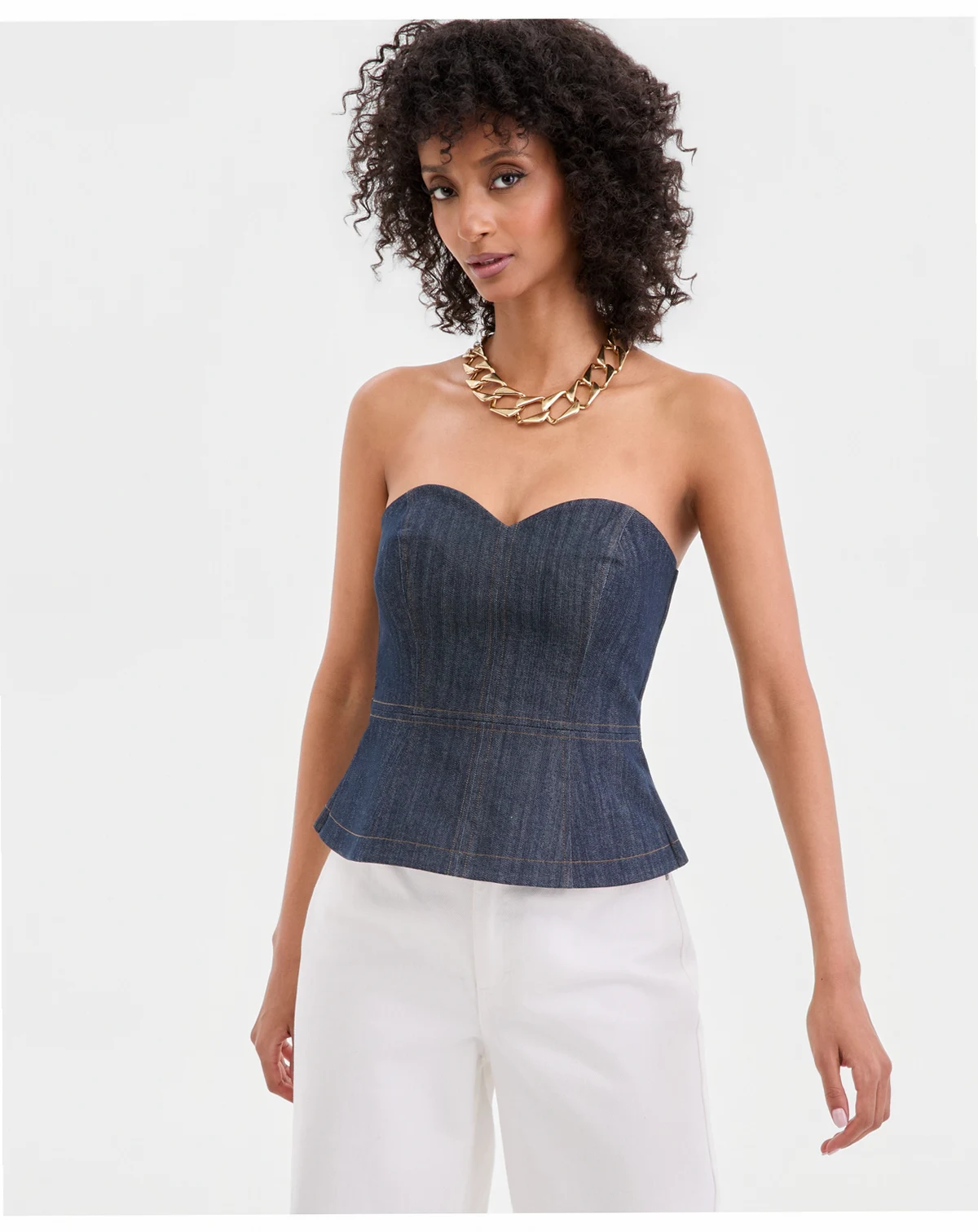 Women's Strapless Denim Peplum Top, Macy's Exclusive