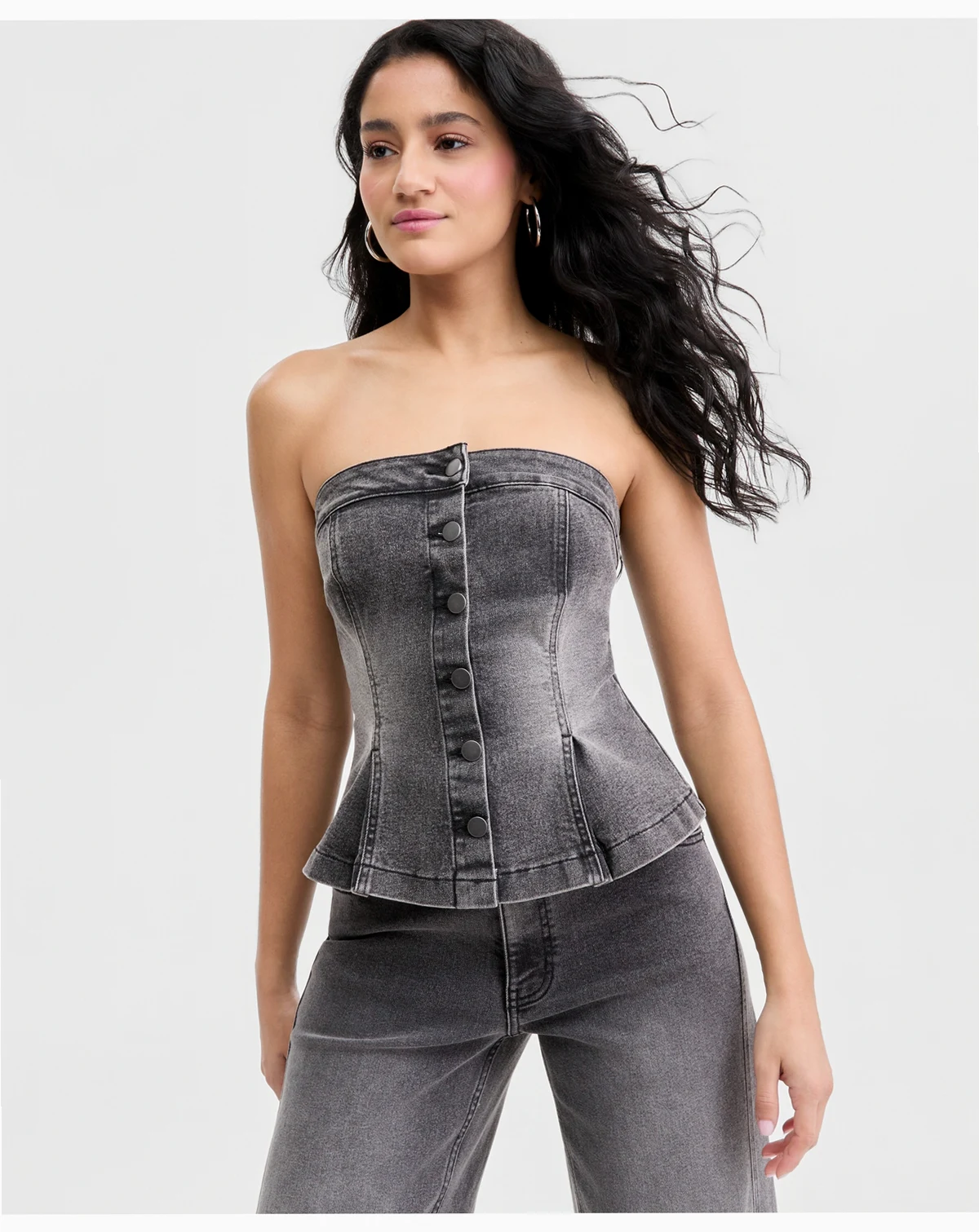 Women's Denim Button-Front Bustier, Macy's Exclusive