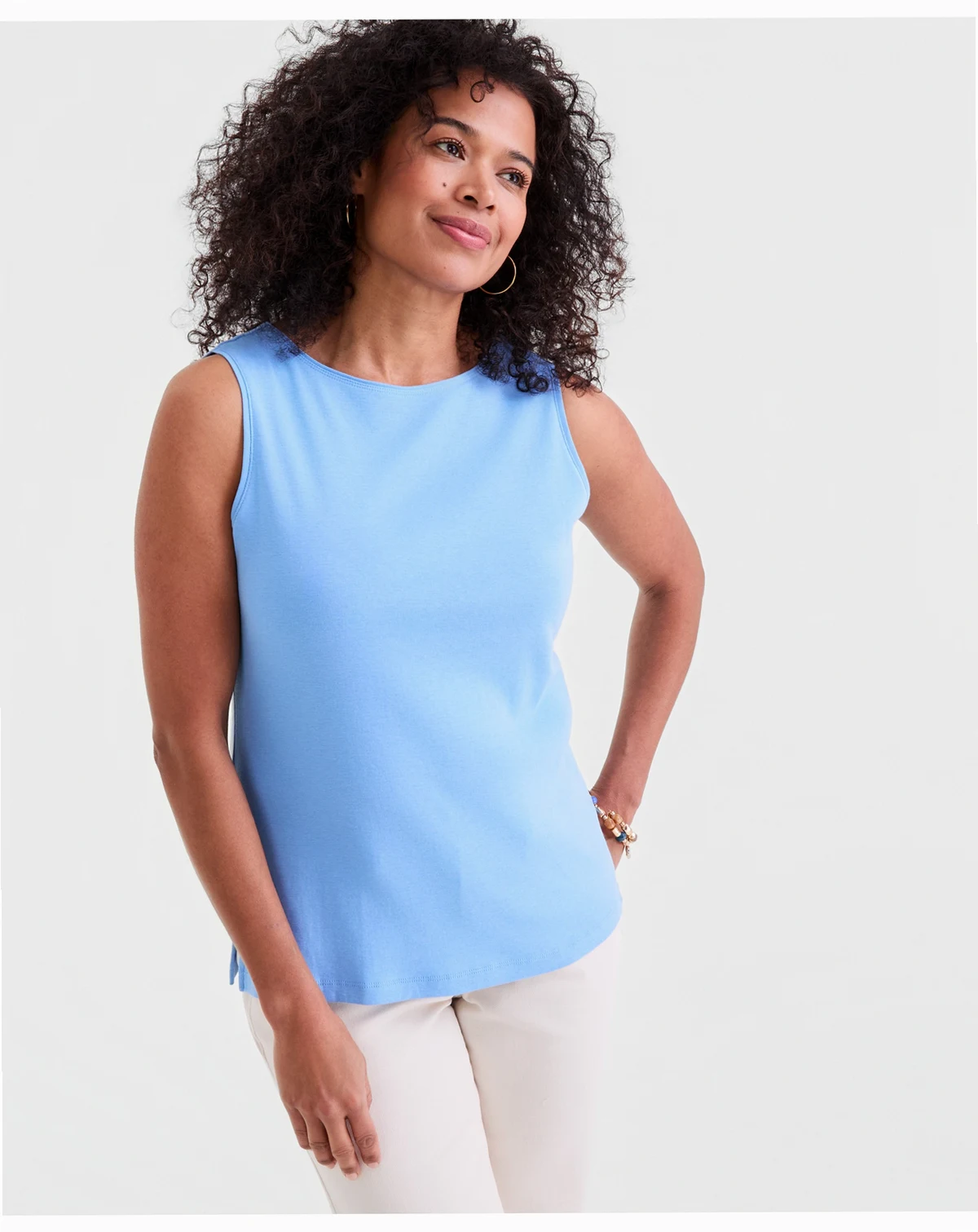 Women's Cotton Boat-Neck Sleeveless Top, Created for Macy's