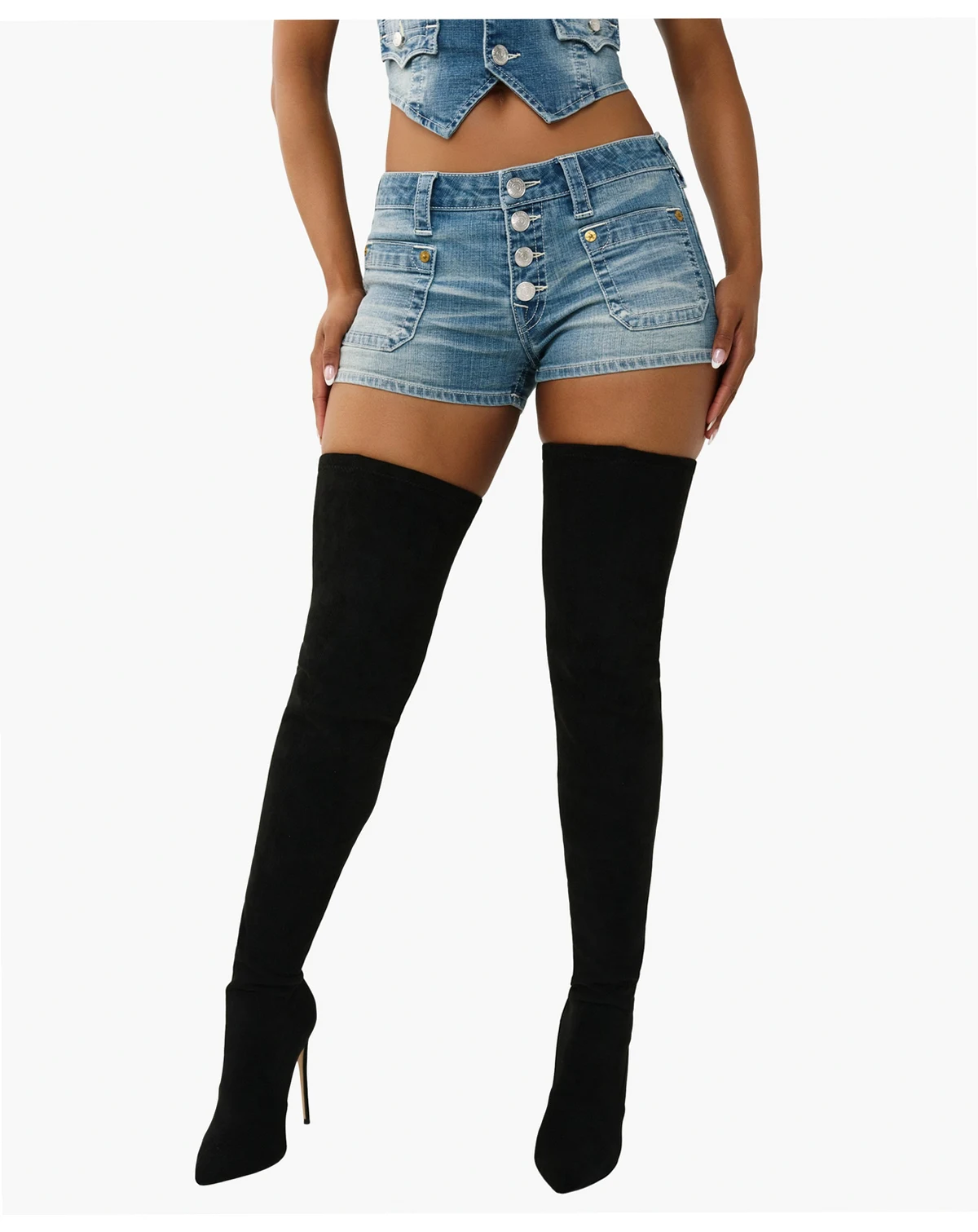 Women's Front Pocket Denim Flap Shorts