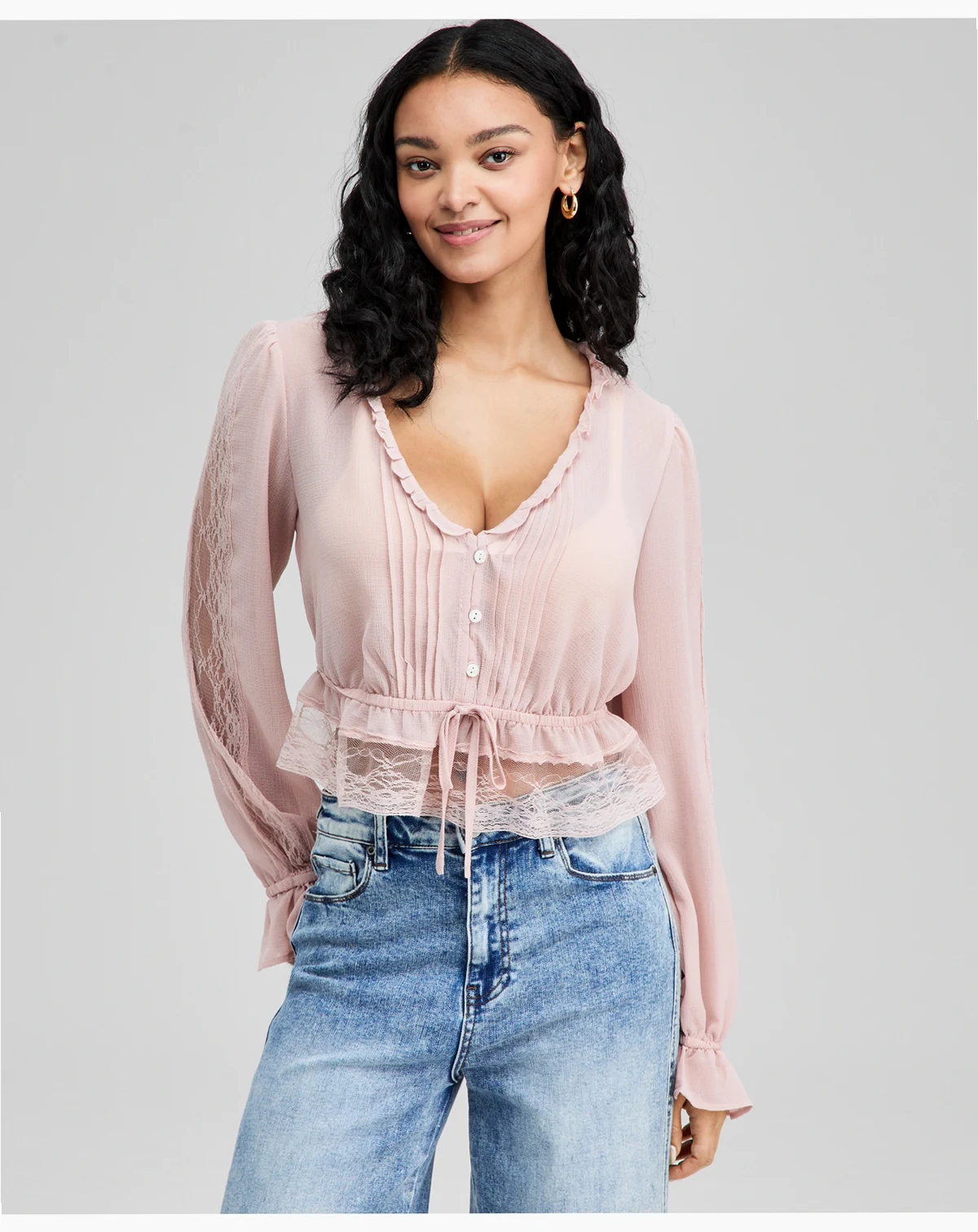 Women's Textured Sheer Blouse, Macy's Exclusive