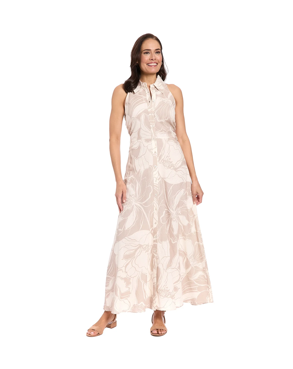 Women's Sleeveless Button-Down Long Shirtdress