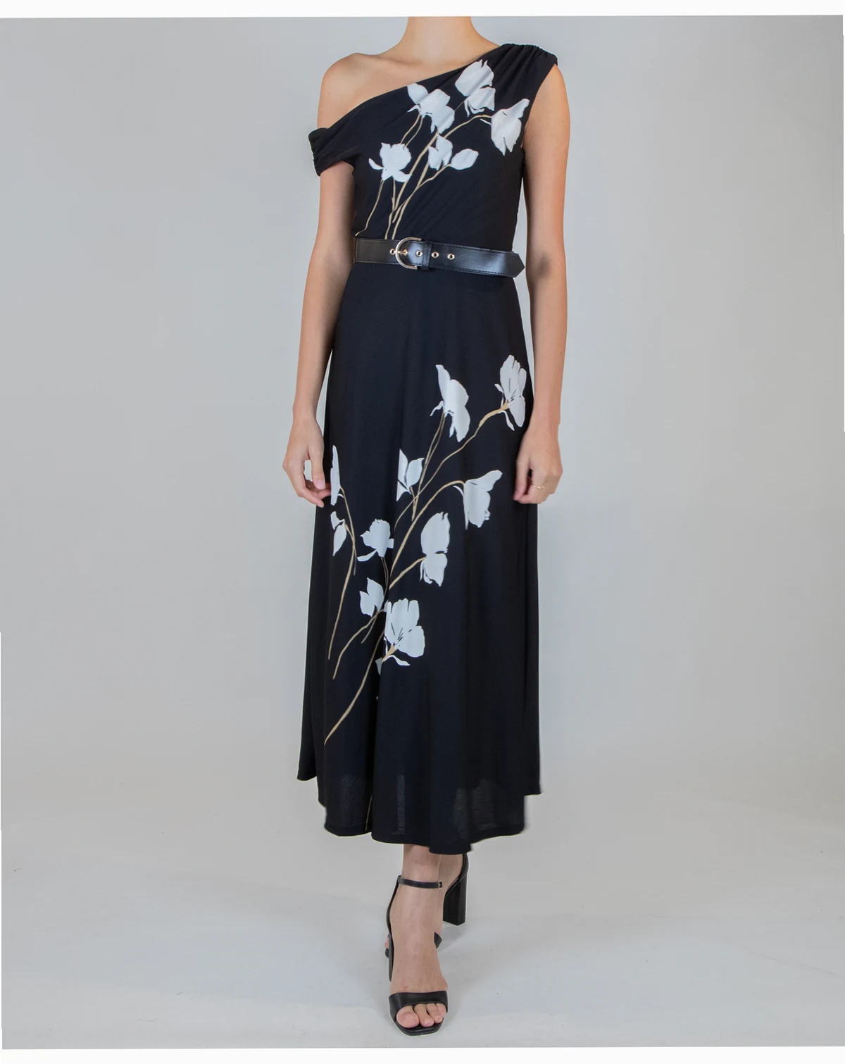 Women's Belted Off-The-Shoulder Dress