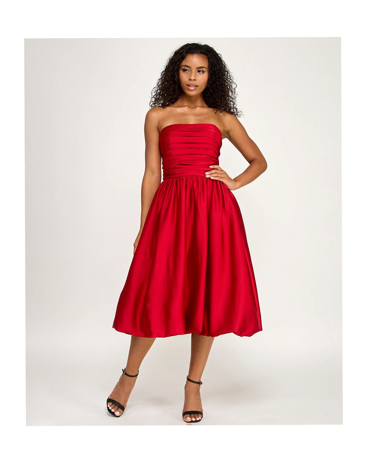 Juniors' Bubble Strapless Midi Dress