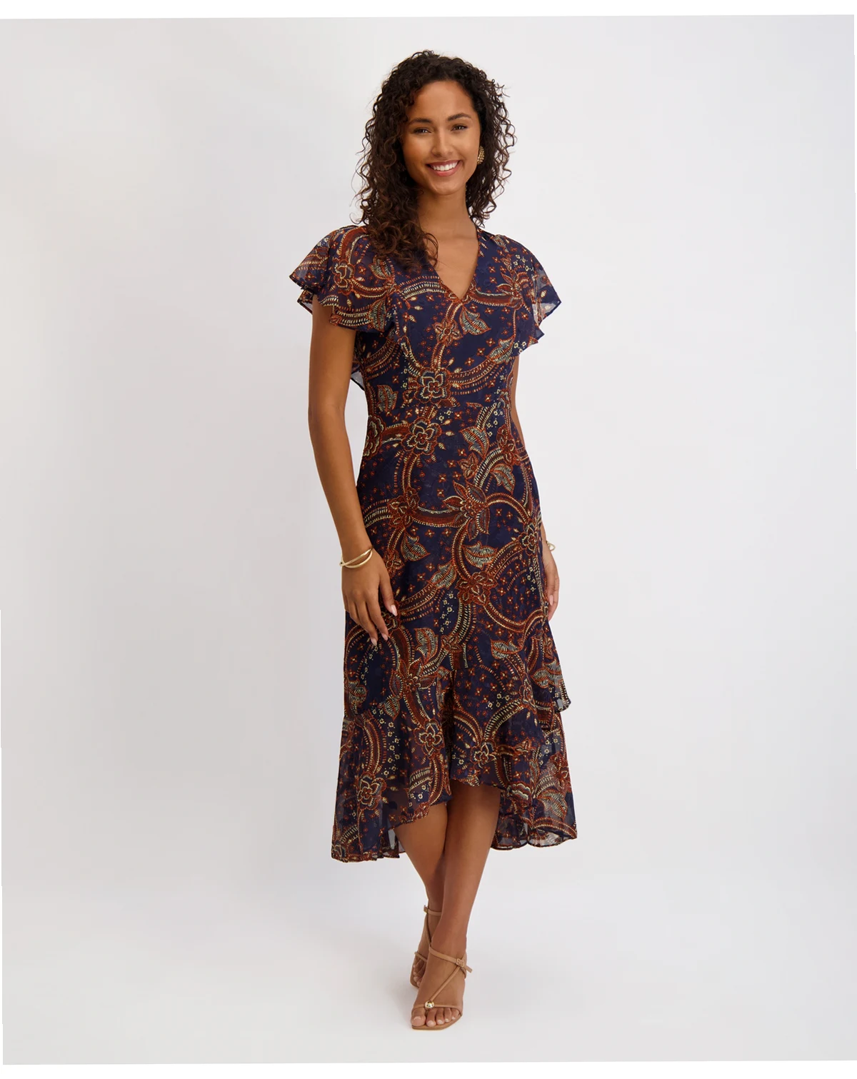 Women's Printed Burnout Chiffon A-Line Dress