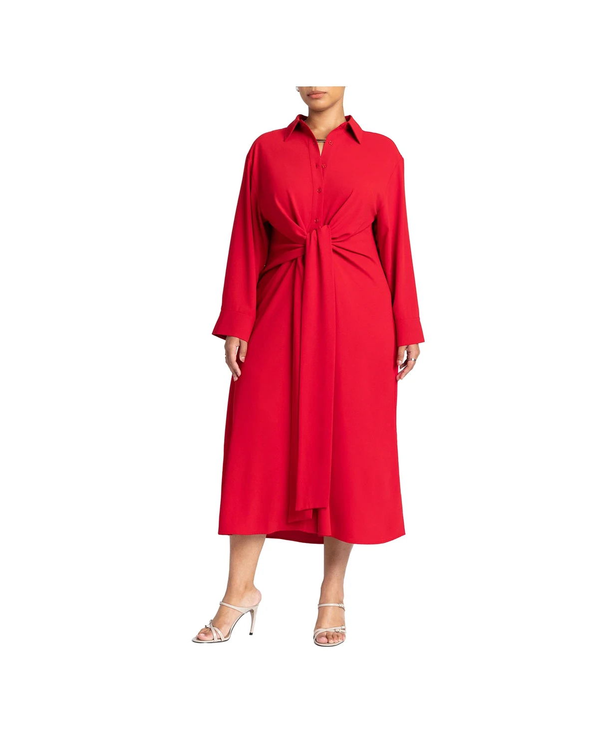 Women's Tie Front Oversized Shirt Dress