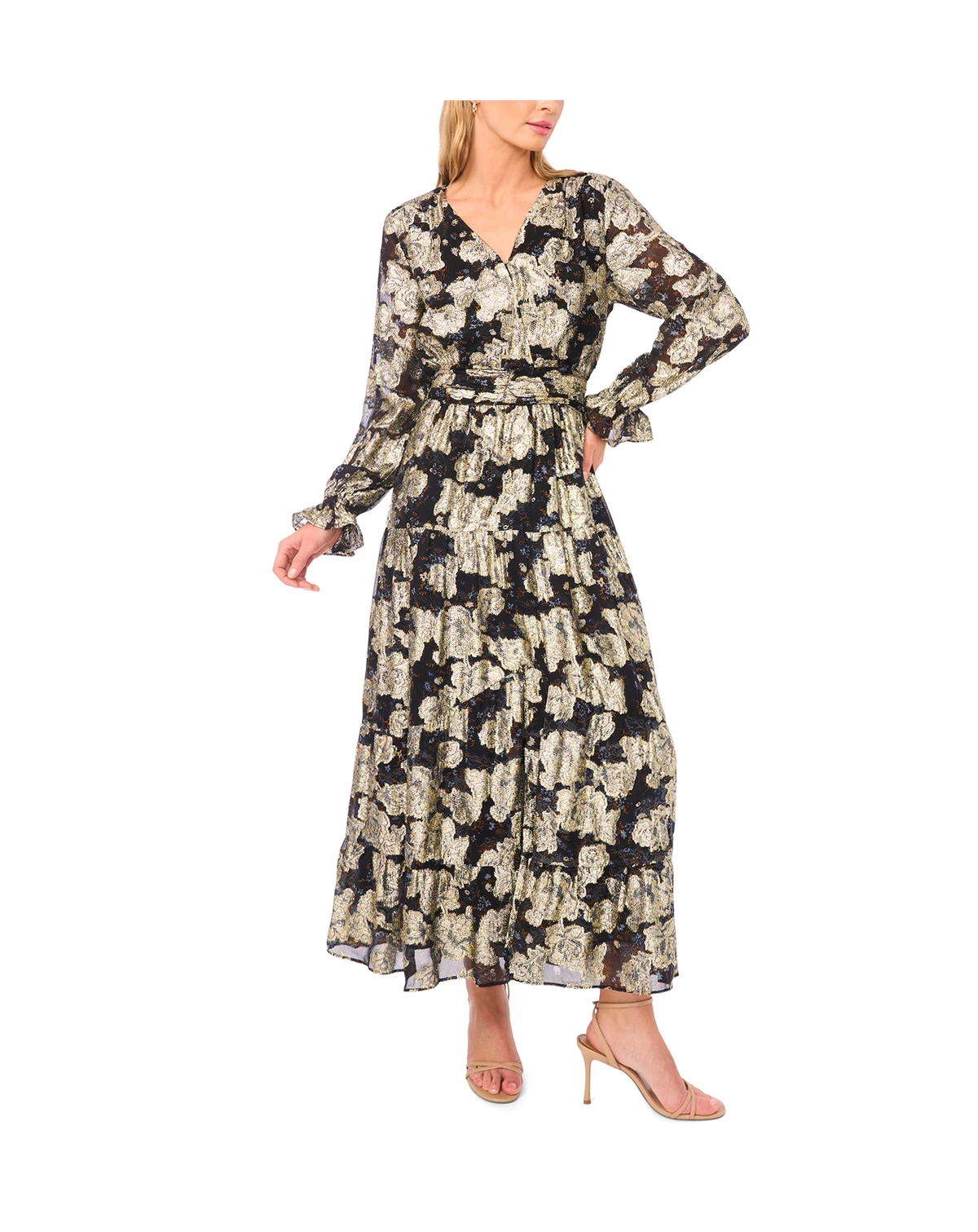 Women's Surplice Neck Maxi Dress