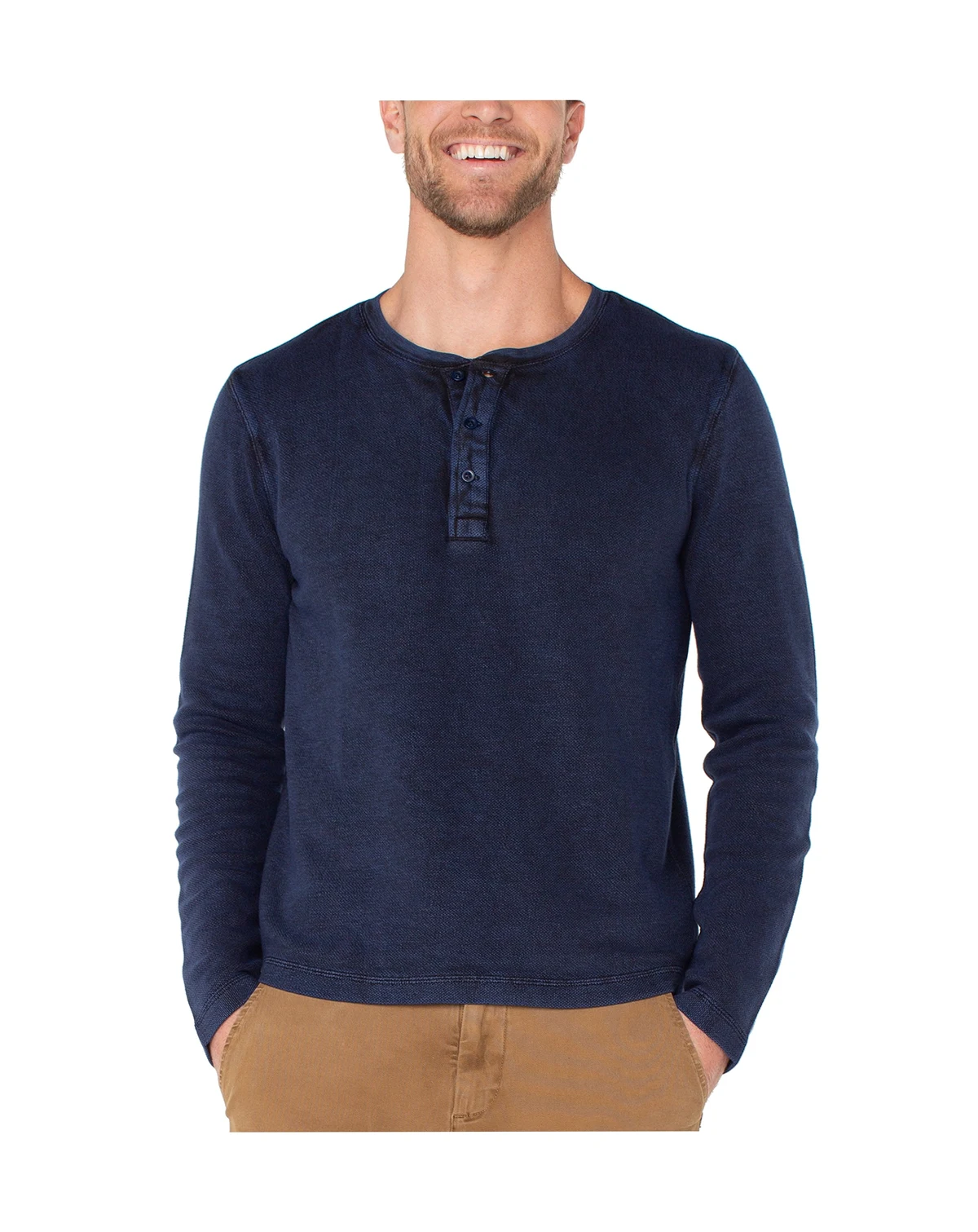 Men's Cotton Long-Sleeve Henley Shirt