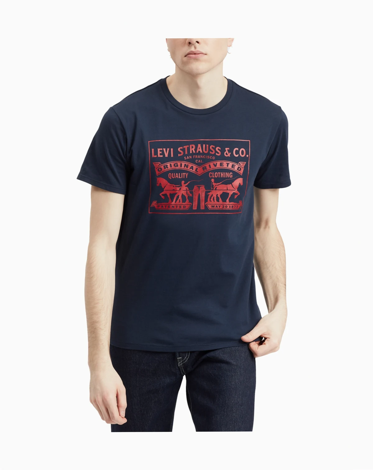 Men's 2-Horse Graphic Regular Fit Crewneck T-shirt