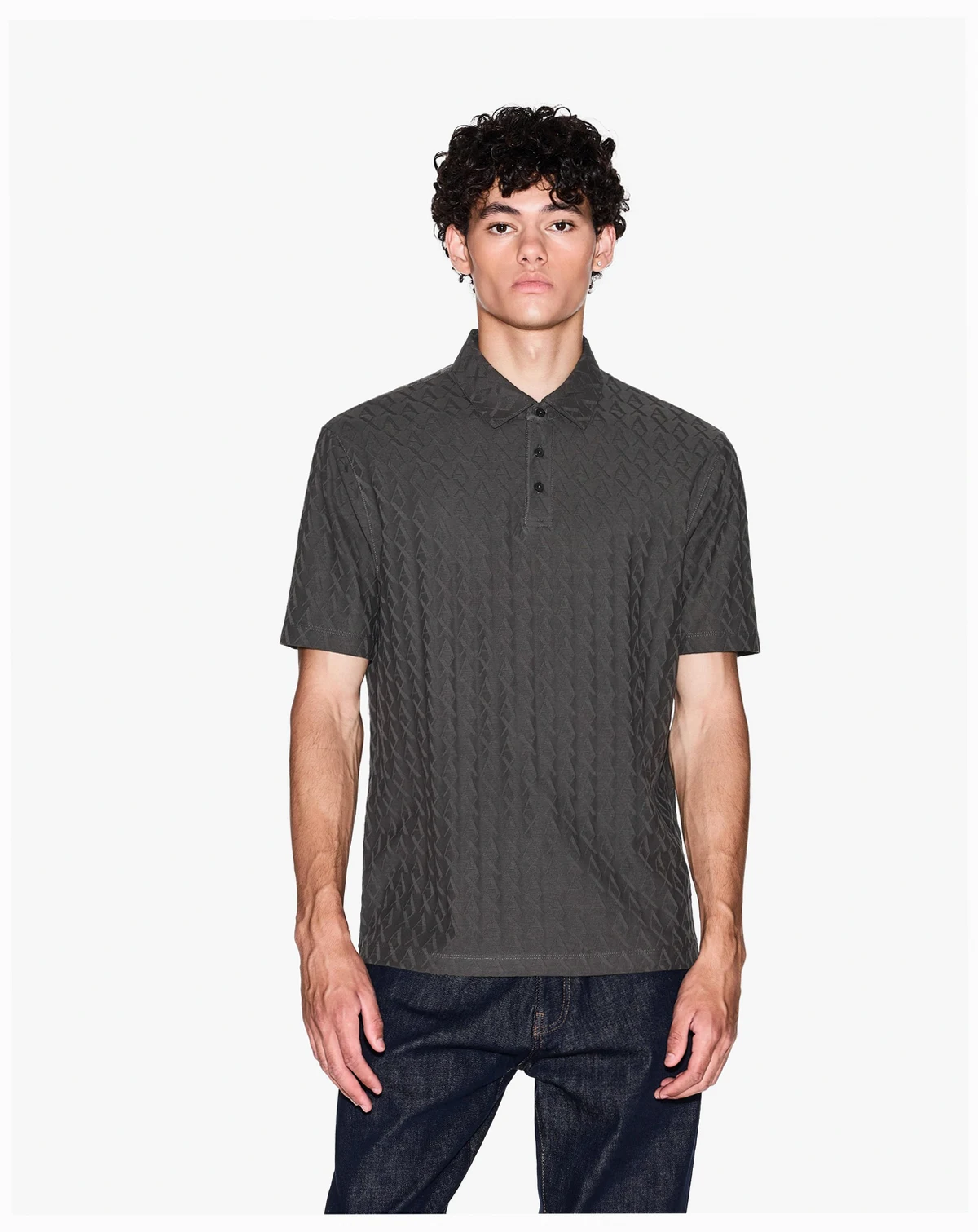 Men's Short Sleeve Mercerized Cotton Jacquard Polo Shirt