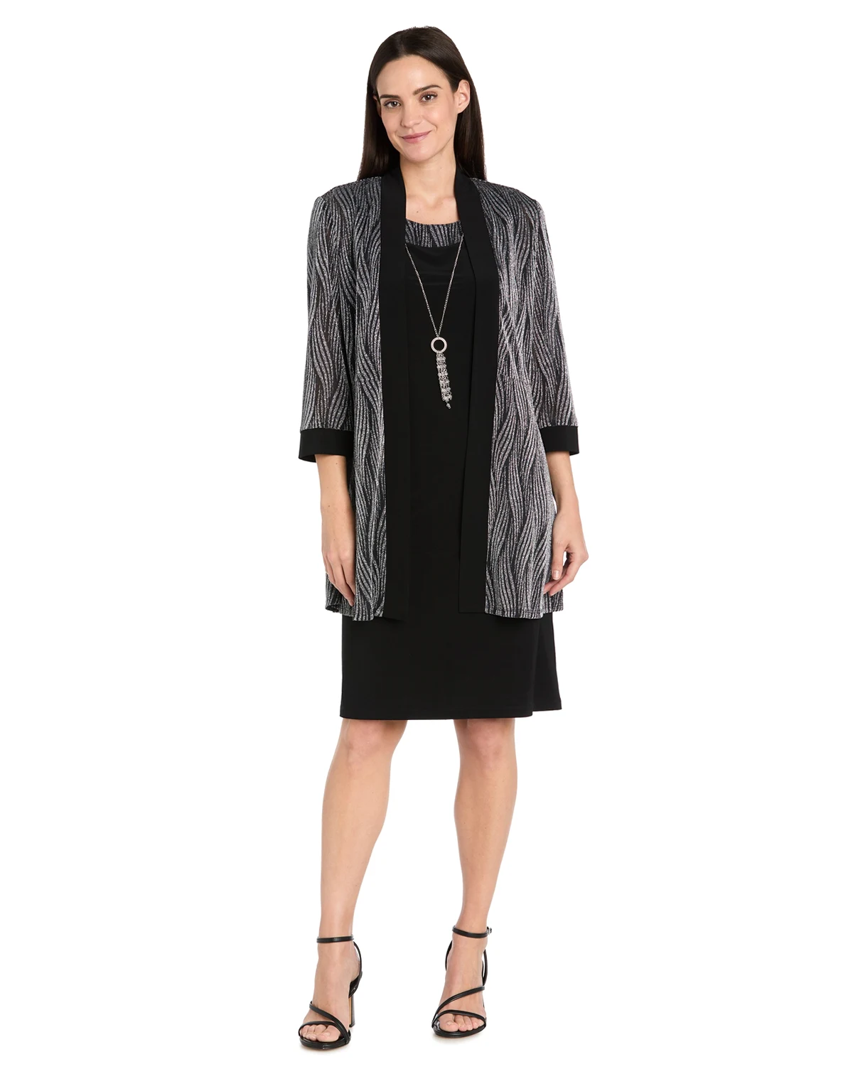 Petite Cocktail Jacket Dress with Detachable Necklace