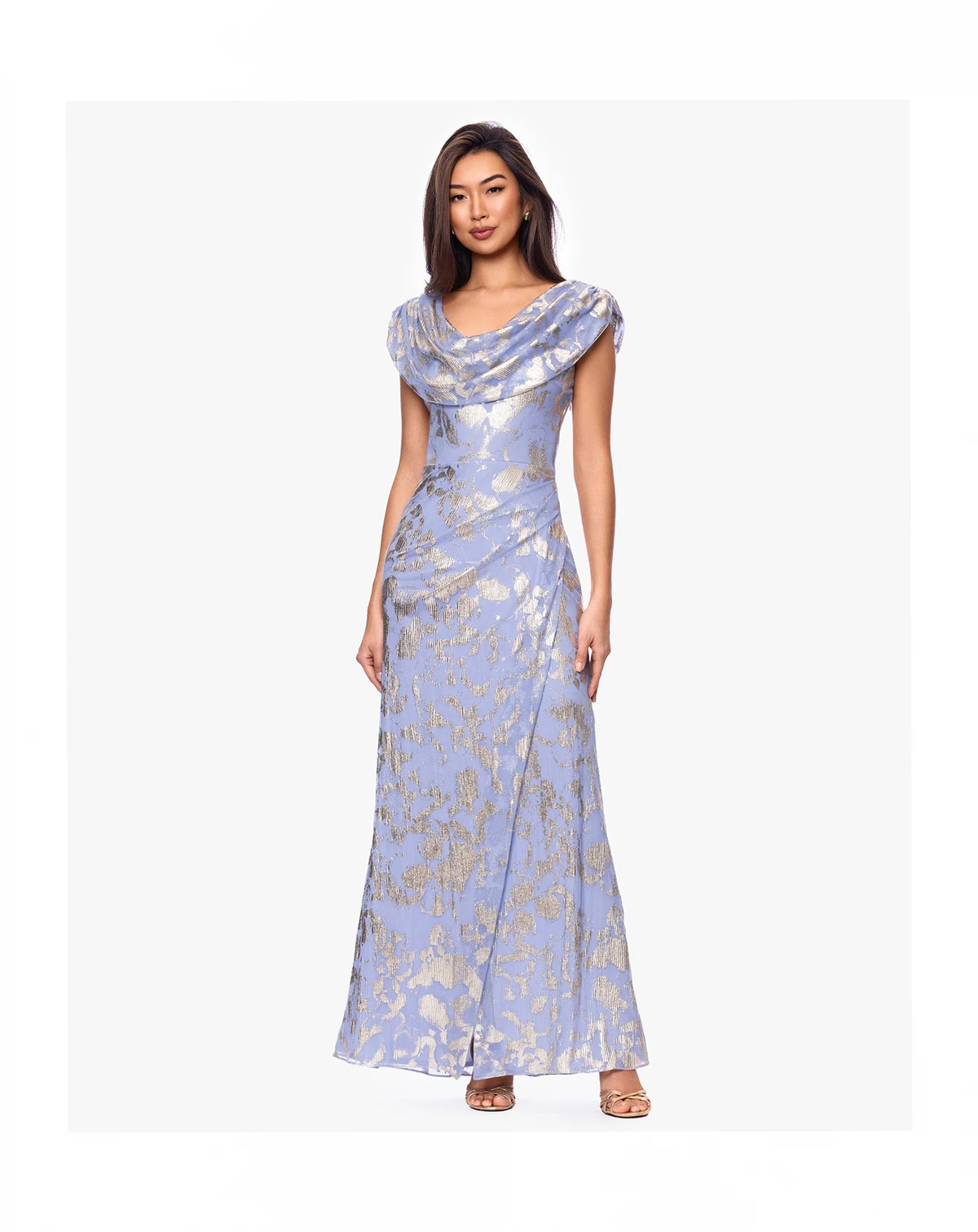 Petite Draped Neck Gown