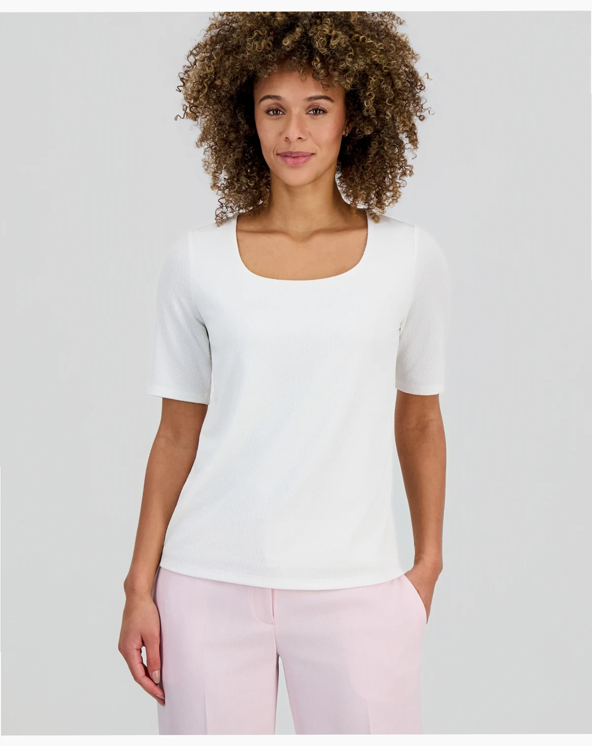 Women's Textured Elbow-Sleeve Top