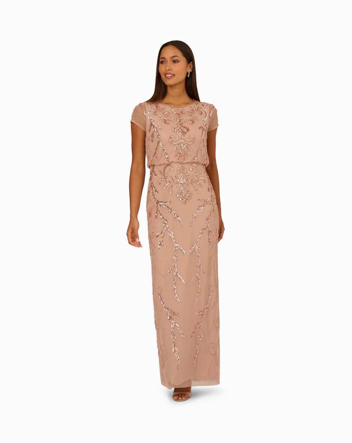 Petite Bead Blouson Long Dress