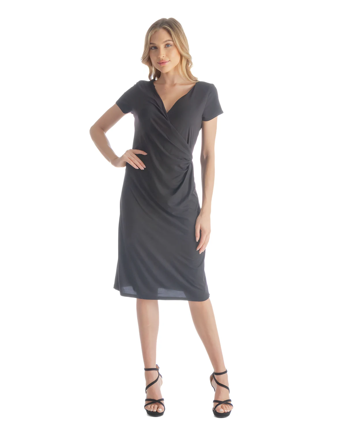 Petite Short Sleeve Knee Length Dress