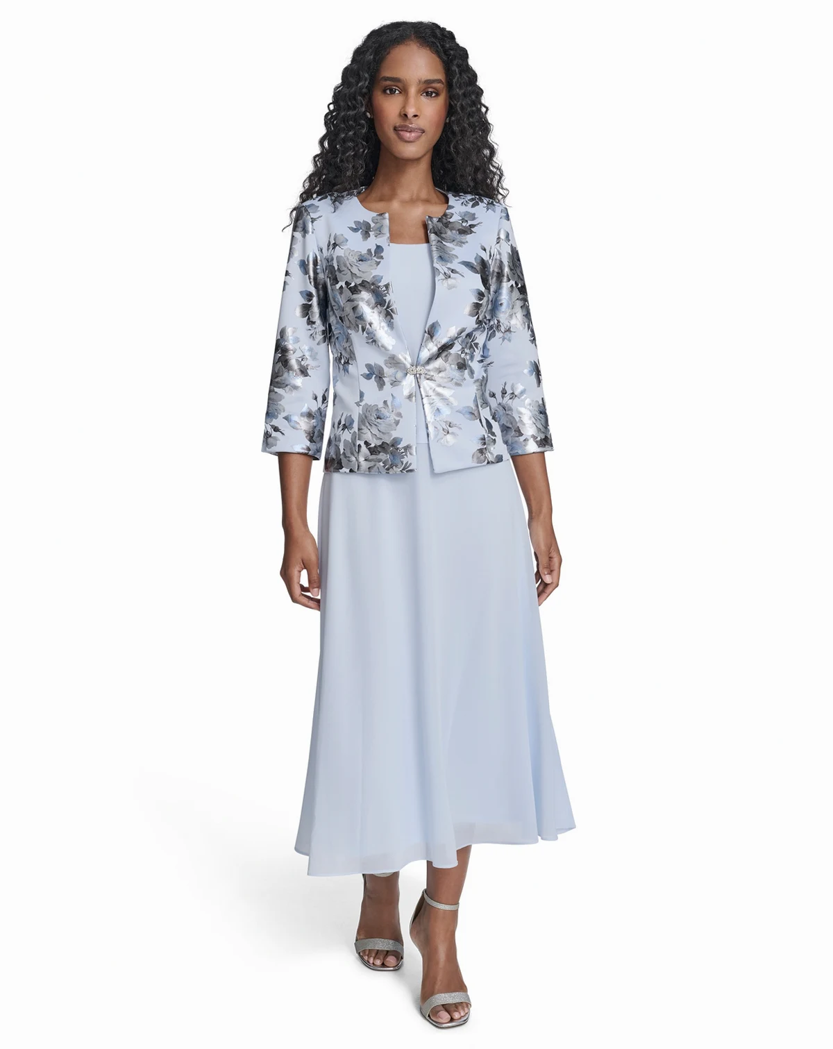 Petite 2-Pc. Printed Jacket & Midi Dress Set