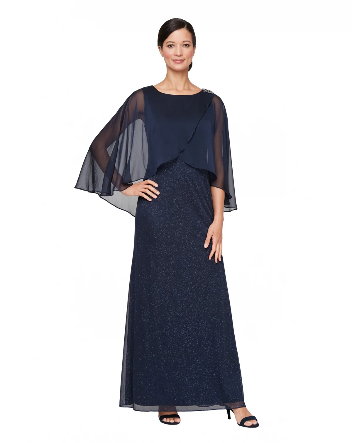 Petite Tulip Overlay Crew Neck Ball Gown